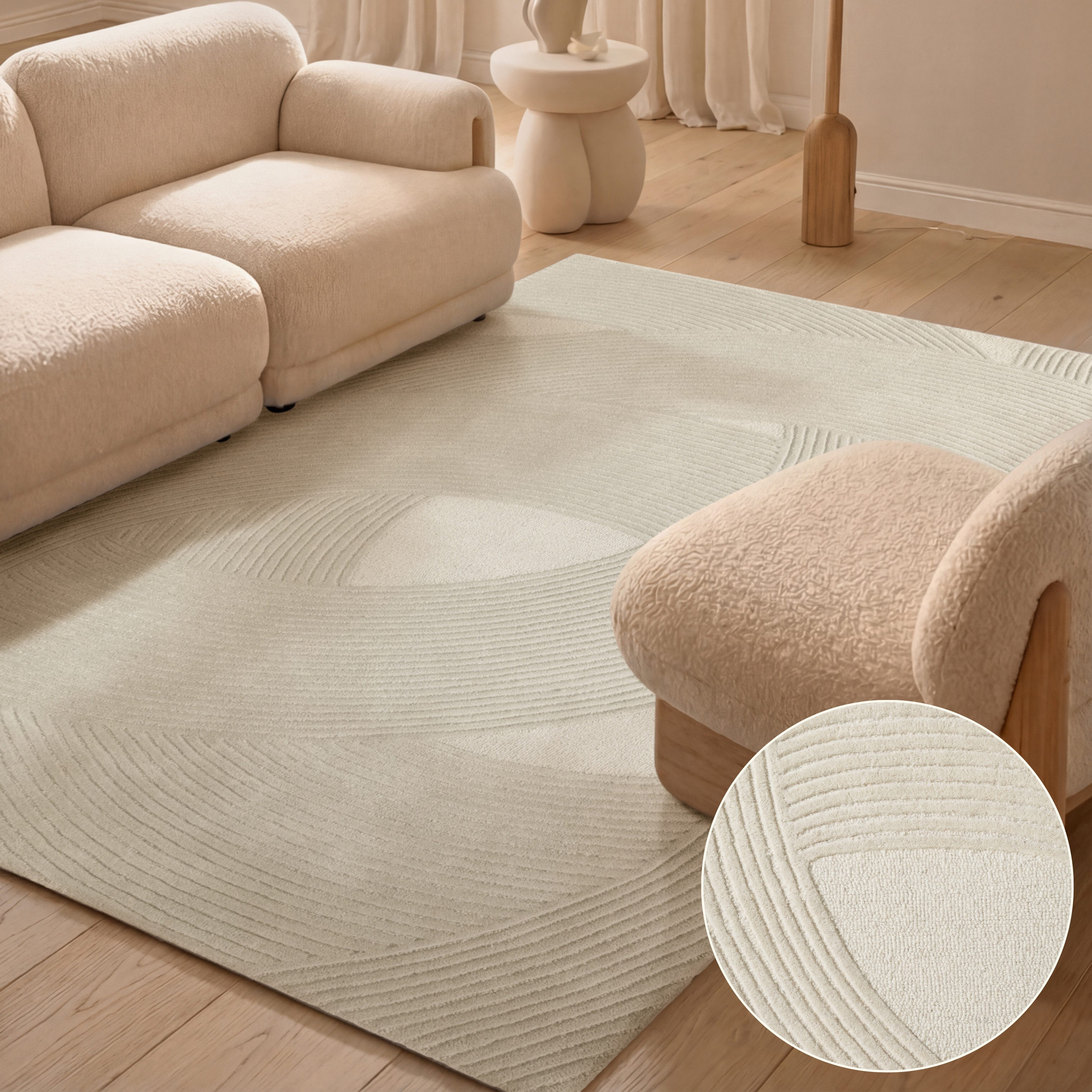 Ted Baker Wollteppich Victoria, auch in rund, rechteckig, Höhe: 18 mm, Naturteppich Wolle, Hoch-Tief-Design, Wohnzimmer, Schlafzimmer