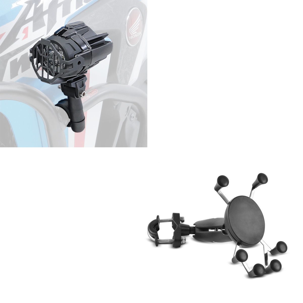 Lumitecs Halter Set LED Zusatzscheinwerfer + Smartphonehalter S2