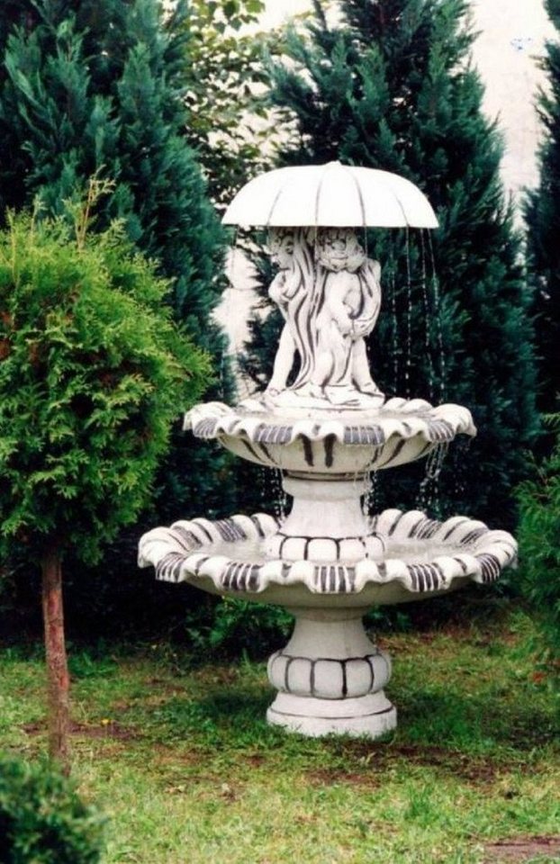 Thumbnail - Casa Padrino Gartenbrunnen Jugendstil Springbrunnen Weiß / Grau Ø 129 x H. 180 cm - Prunkvoller Gartenbrunnen - Gartende...