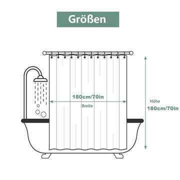 Coonoor Duschvorhang Wasserdichter, schimmelresistenter und antibakterieller Duschvorhang Breite 180 cm, Waschbar Schnell trocknend