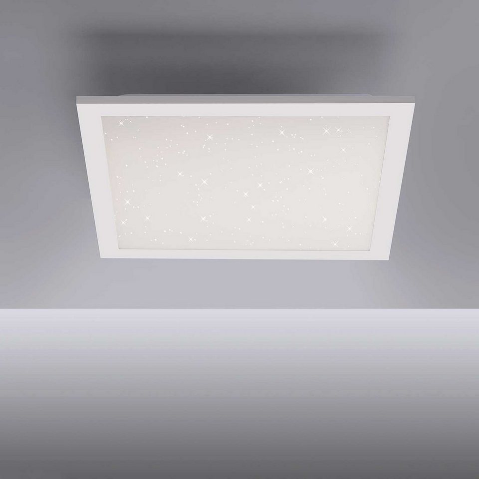 LeuchtenDirekt LED Deckenleuchte STARRYFLAT, Weiß, Kunststoff,  Memoryfunktion, Dimmfunktion, LED fest integriert, Warmweiß, Neutralweiß,  1-flammig, B 29,5 cm x T 29,5 cm, Deckenlampe, mit einer Größe von 29,5 x  29,5 cm