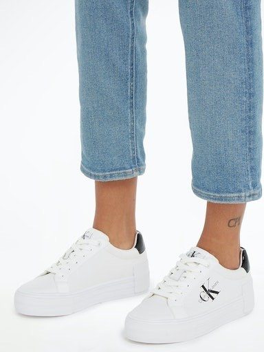Calvin Klein Jeans mit ML weiß-schwarz Logoschriftzüge BOLD VULC FLATF Plateausneaker LACE LOW LTH