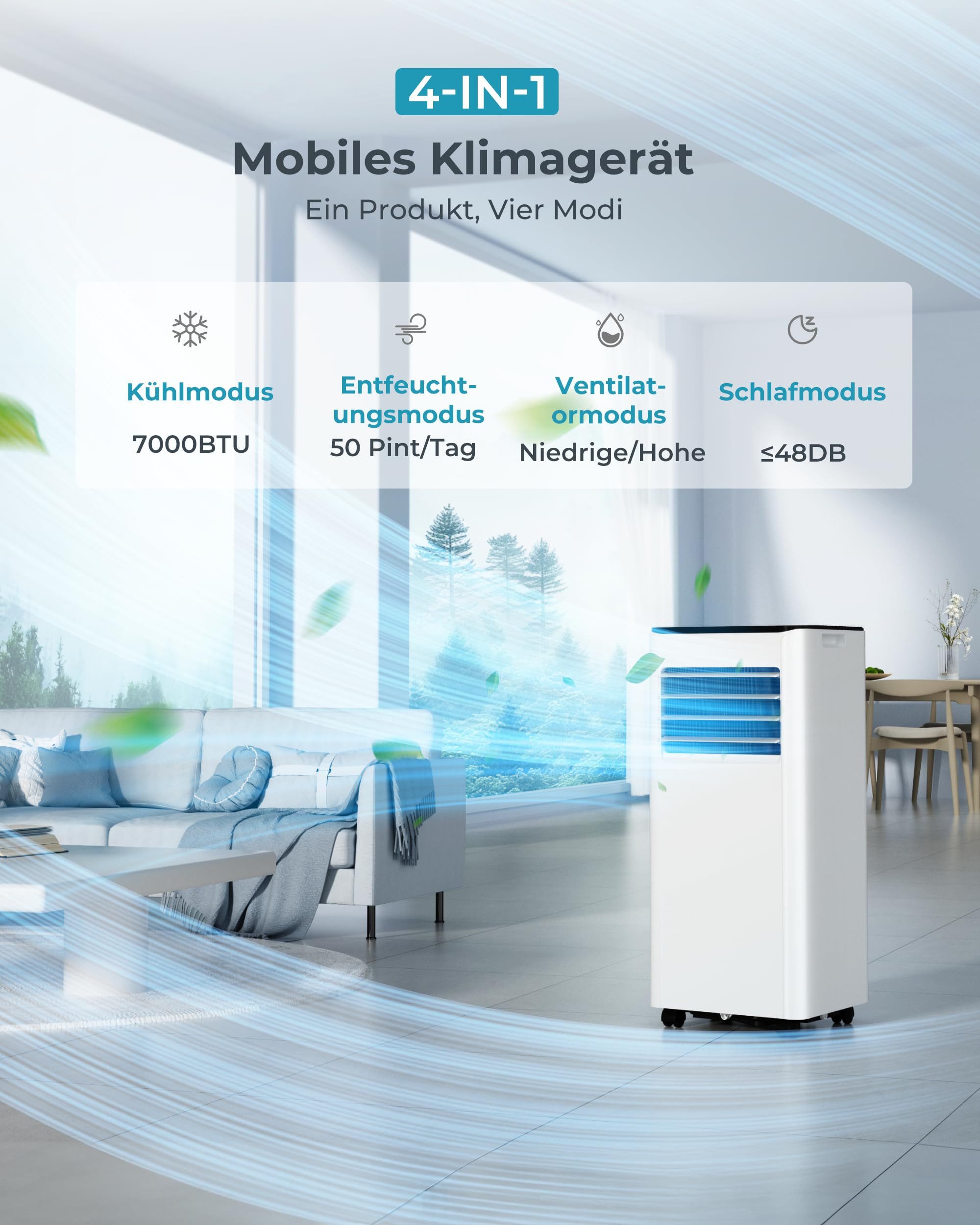 EUHOMY Klimagerät 12000 BTU 4-in-1 Mobile günstig online kaufen
