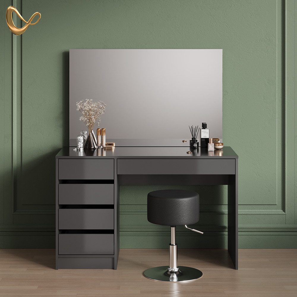 Livinity® Schminktisch Imola, Anthrazit, 120 cm mit Hocker günstig online kaufen