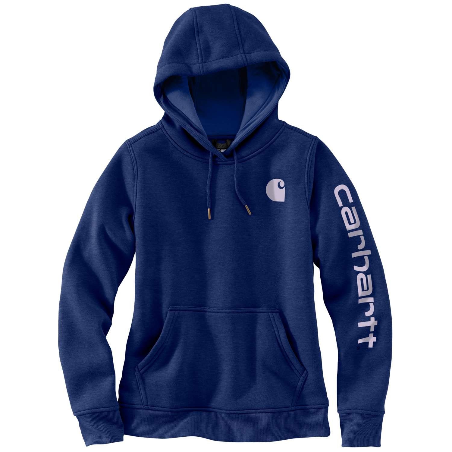 Carhartt Kapuzenpullover Carhartt LOGO SWEATSHIRT (1-tlg) GRAPHIC 102791 SLEEVE blue heather scout