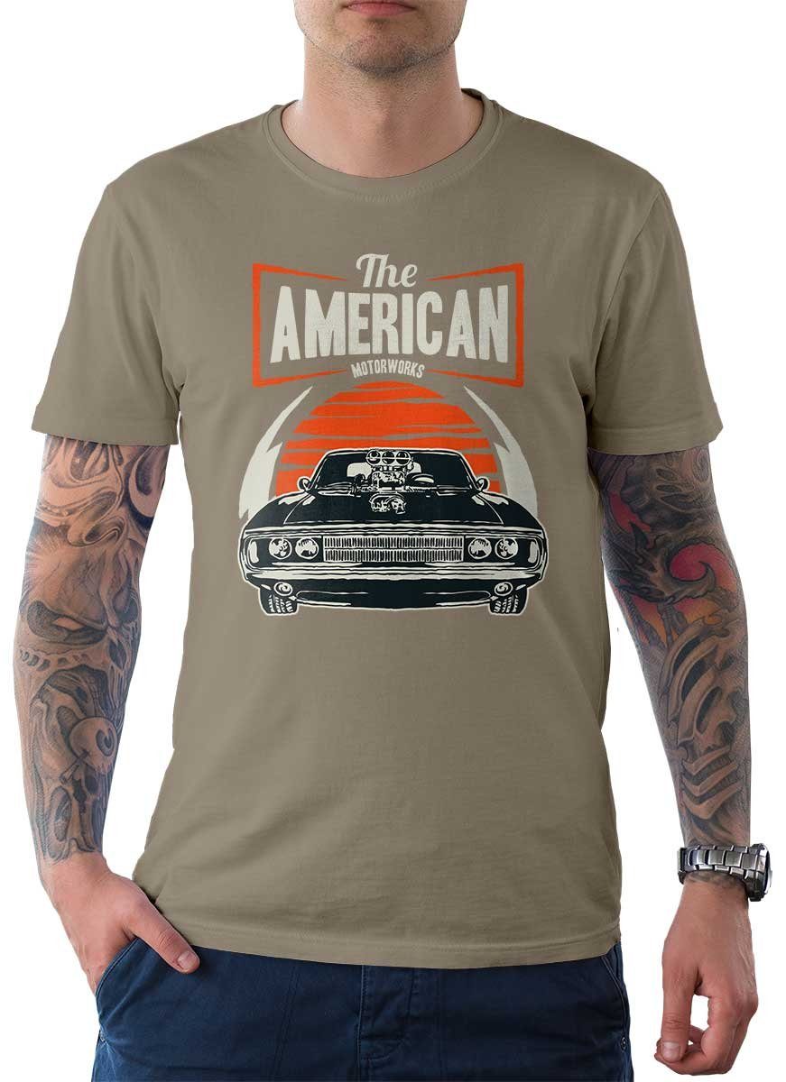 Motiv T-Shirt The Auto US-Car Rebel T-Shirt mit / Tee On Herren Zink American Wheels