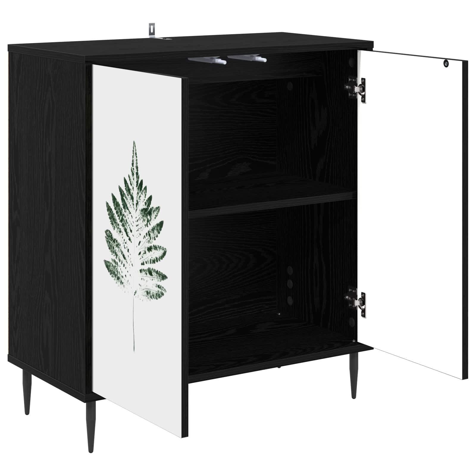 vidaXL Sideboard Sideboard HANAU Schwarz Eichen-Optik 69 x 33 x 76 cm (1 St)