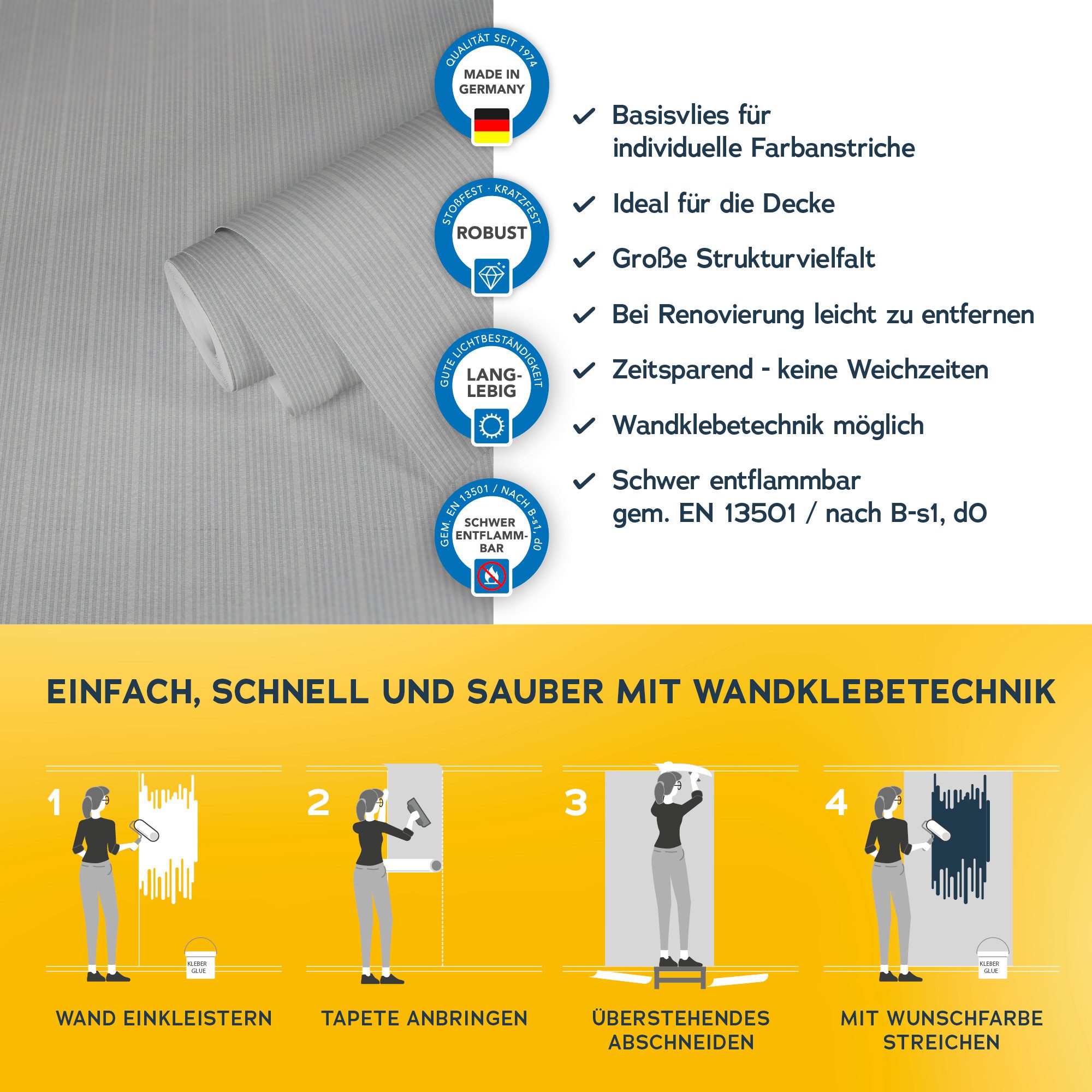 A.S. Création Vliestapete Meistervlies, strukturiert, gestreift, Streifen, mehrfarbig, Struktur Tapete Streifen Überstreichbar Tapeten Wohnzimmer Flur Design