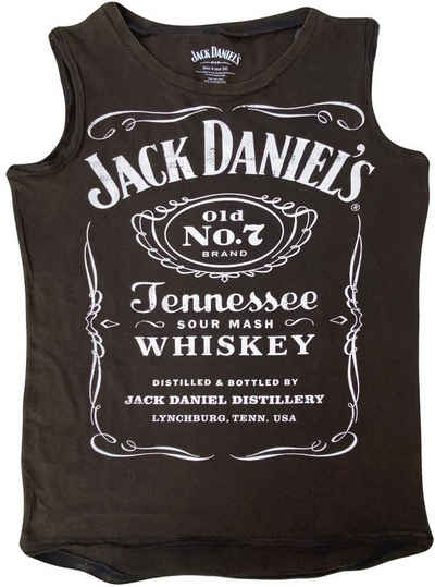 Jack Daniels Tanktop Jack Daniel´s Damen Tank Shirt Tennessee Whiskey Damen washed Oberteil Tank Top schwarz-braun Gr. UK 8 10 Gr. S/M, M/L