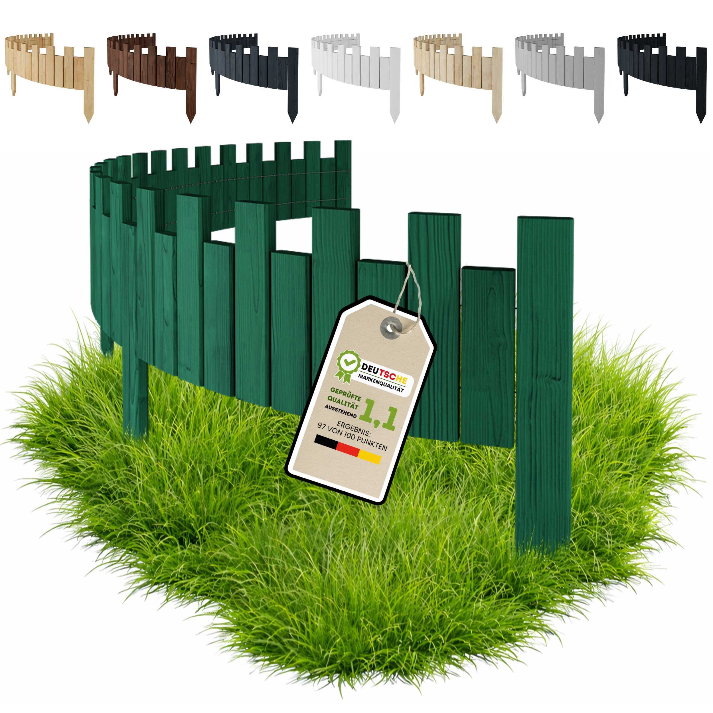 Floranica Palisade Beeteinfassung Beetumrandung Rasenkante Rollzaun Holzzaun Gartenzaun, LxH: 200x15 cm, Grün, Umzäunung für Garten Blumenbeetee Wege Dekozaun Rasenbegrenzung