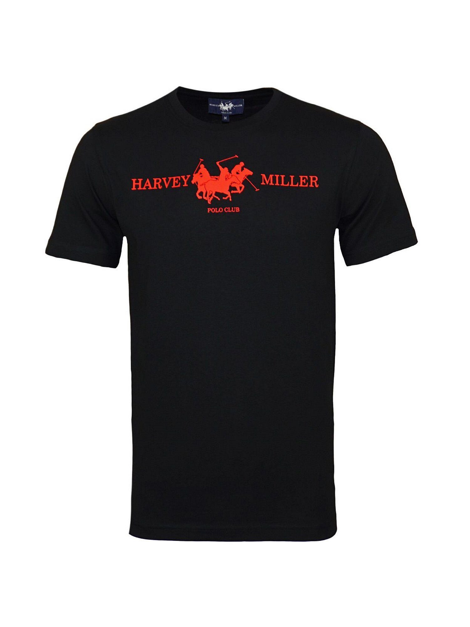 schwarz T-Shirt Basic Harvey Rundhals Shortsleeve T-Shirt HM Miller