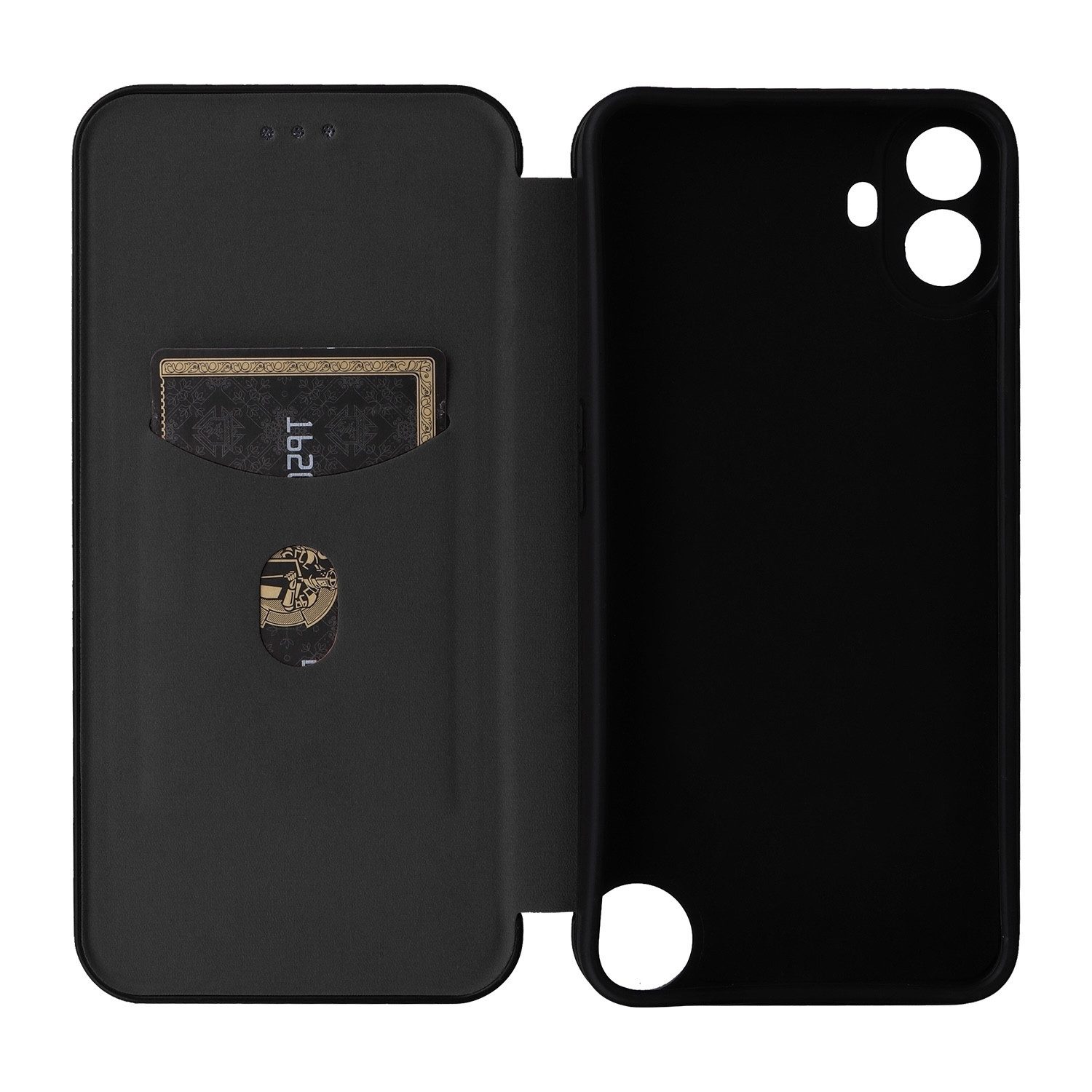 Wigento Smartphone-Hülle Für Nothing CMF Phone 1 Carbon Faser Flip Design Schutz Hülle Schwarz, Carbon Faser Flip Schutzhülle mit Kartenfach und Ständer