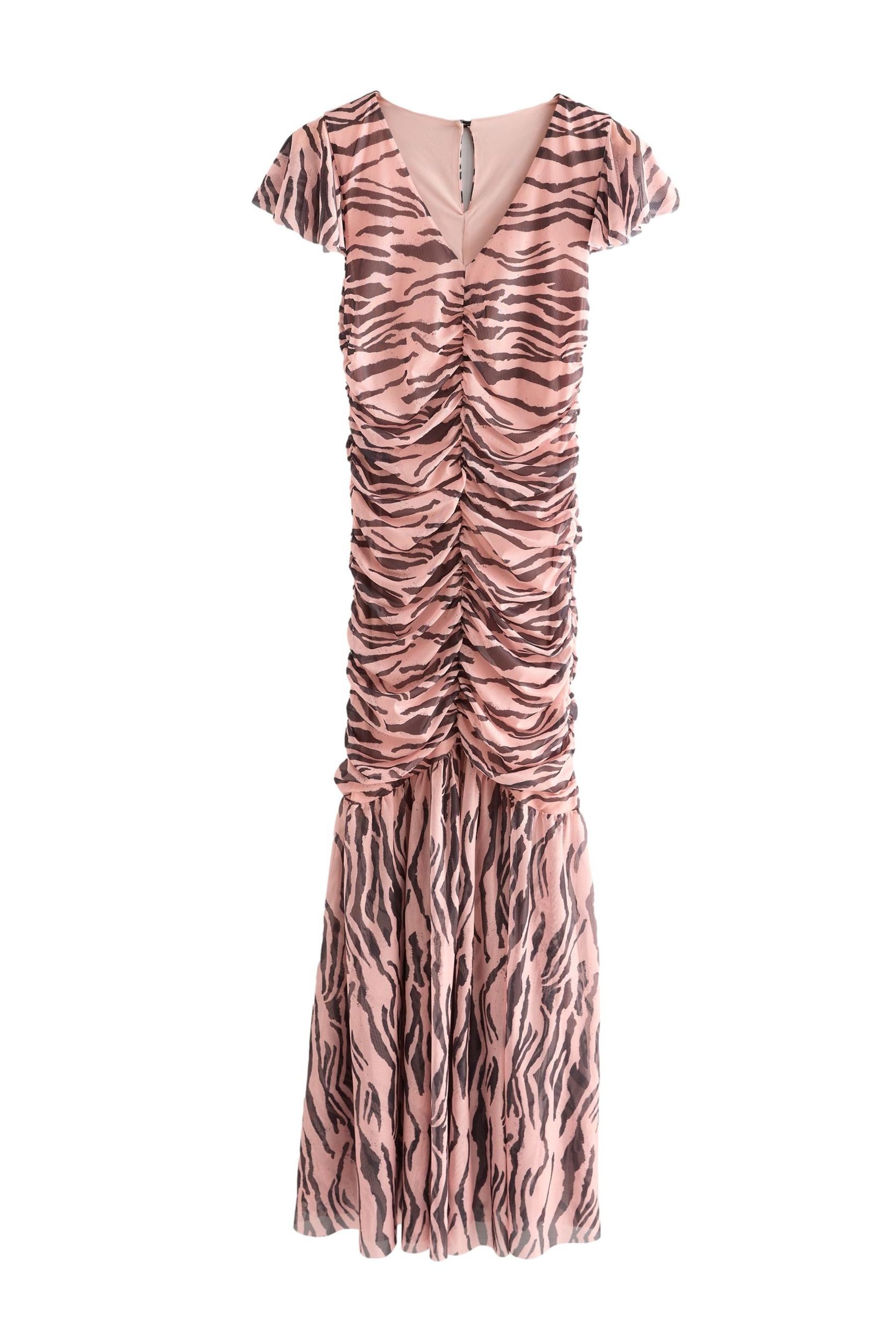 Maxikleid Maxikleid mit Mesh, Flatterärmel, V-Ausschnitt