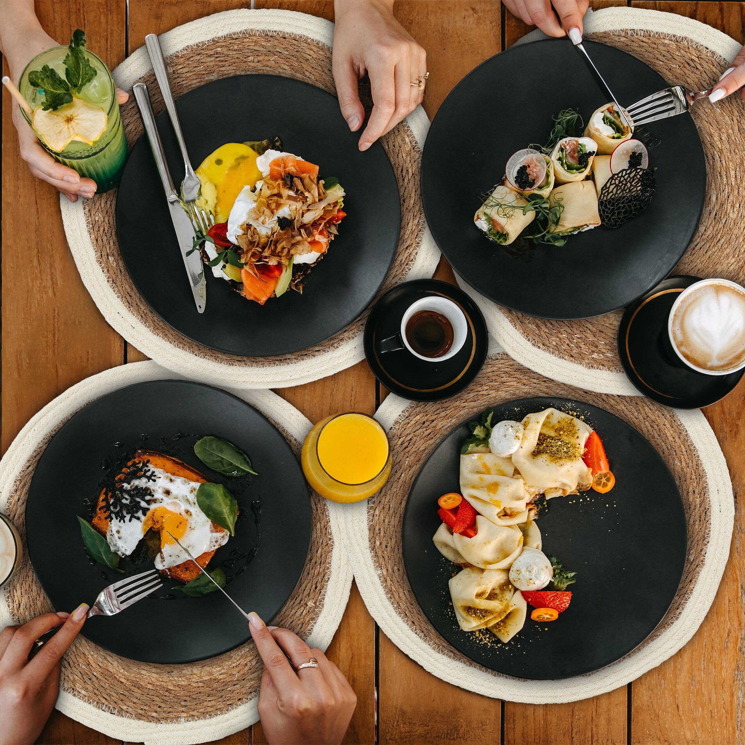 relaxdays Platzset Geflochtene Tischsets 4-teilig günstig online kaufen