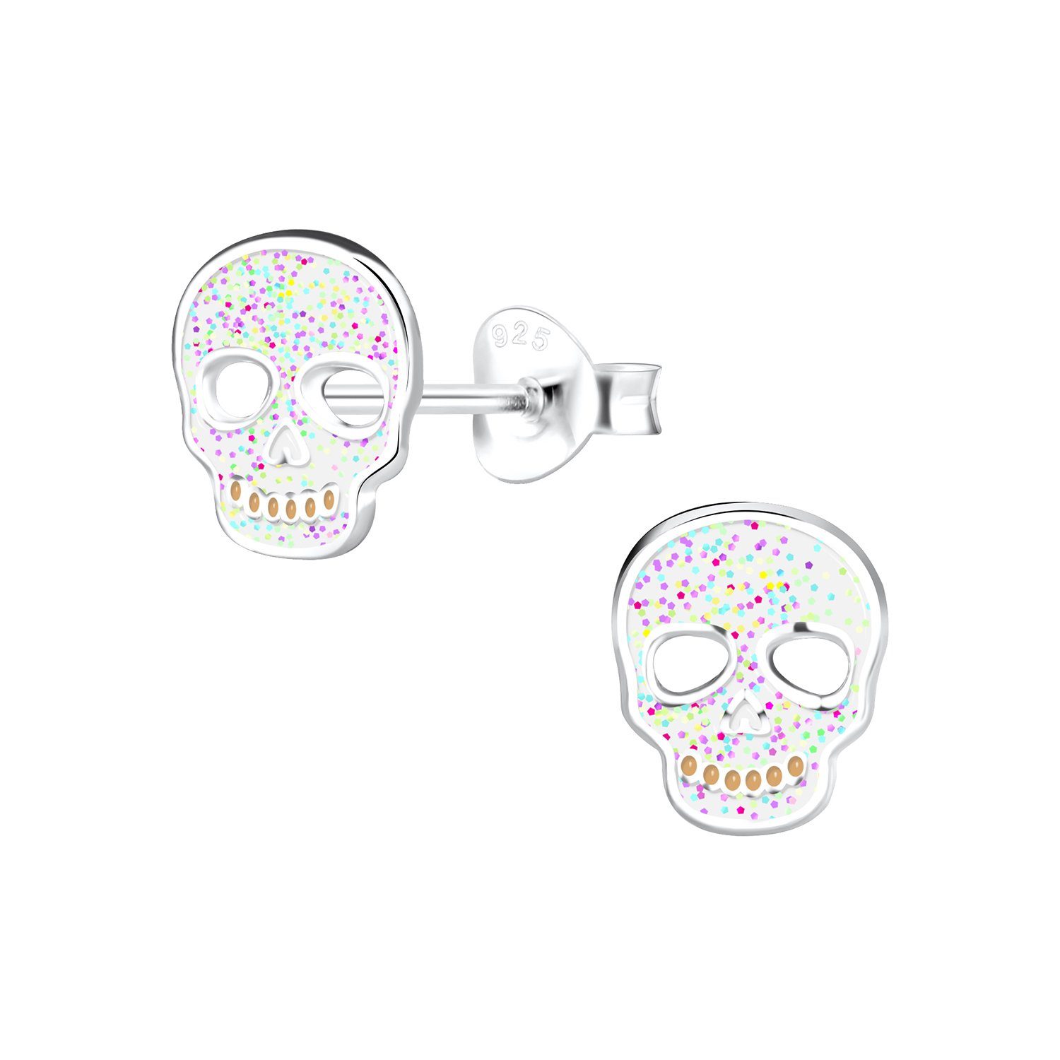 ALEXANDER YORK Paar Ohrstecker TOTENKOPF weiß, 2-tlg., 925 Sterling Silber