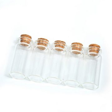 ZADAWERK Deko-Glas Mini-Glasflaschen mit Korken (10 ml - Ø 22x50 mm, 20 St., Set), Fläschchen für Kleinteil-Aufbewahrung - Öl - Gewürze - Likör - Puder