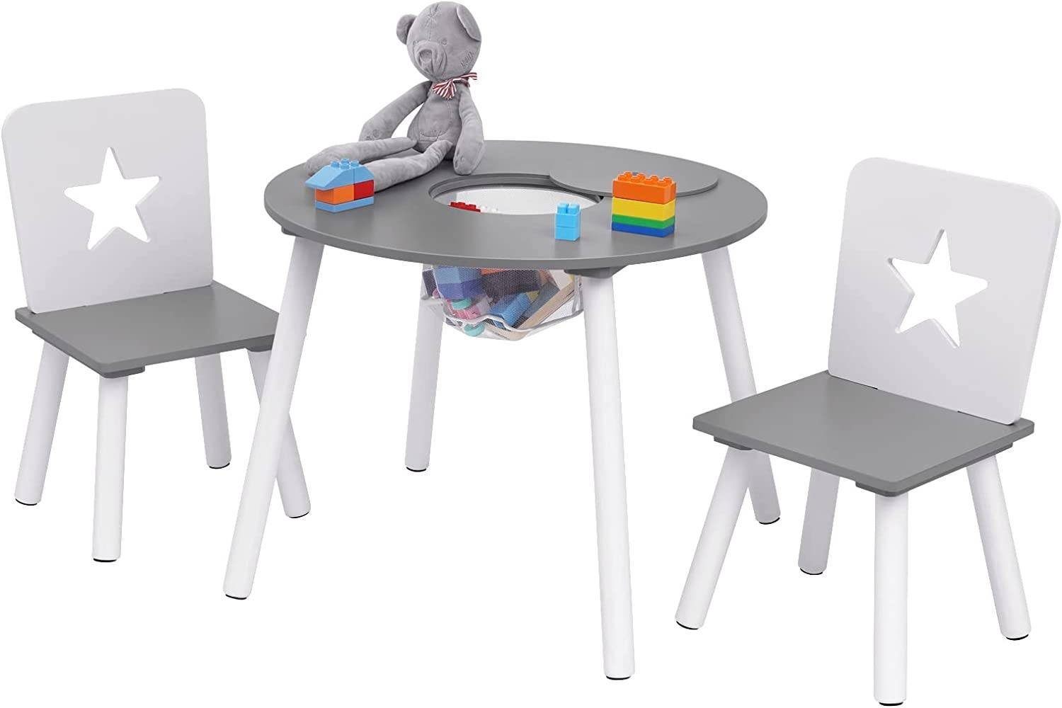 Tisch-Set Stauraum, Kiefernholz Kindersitzgruppe mit Kindersitzgruppe, Woltu