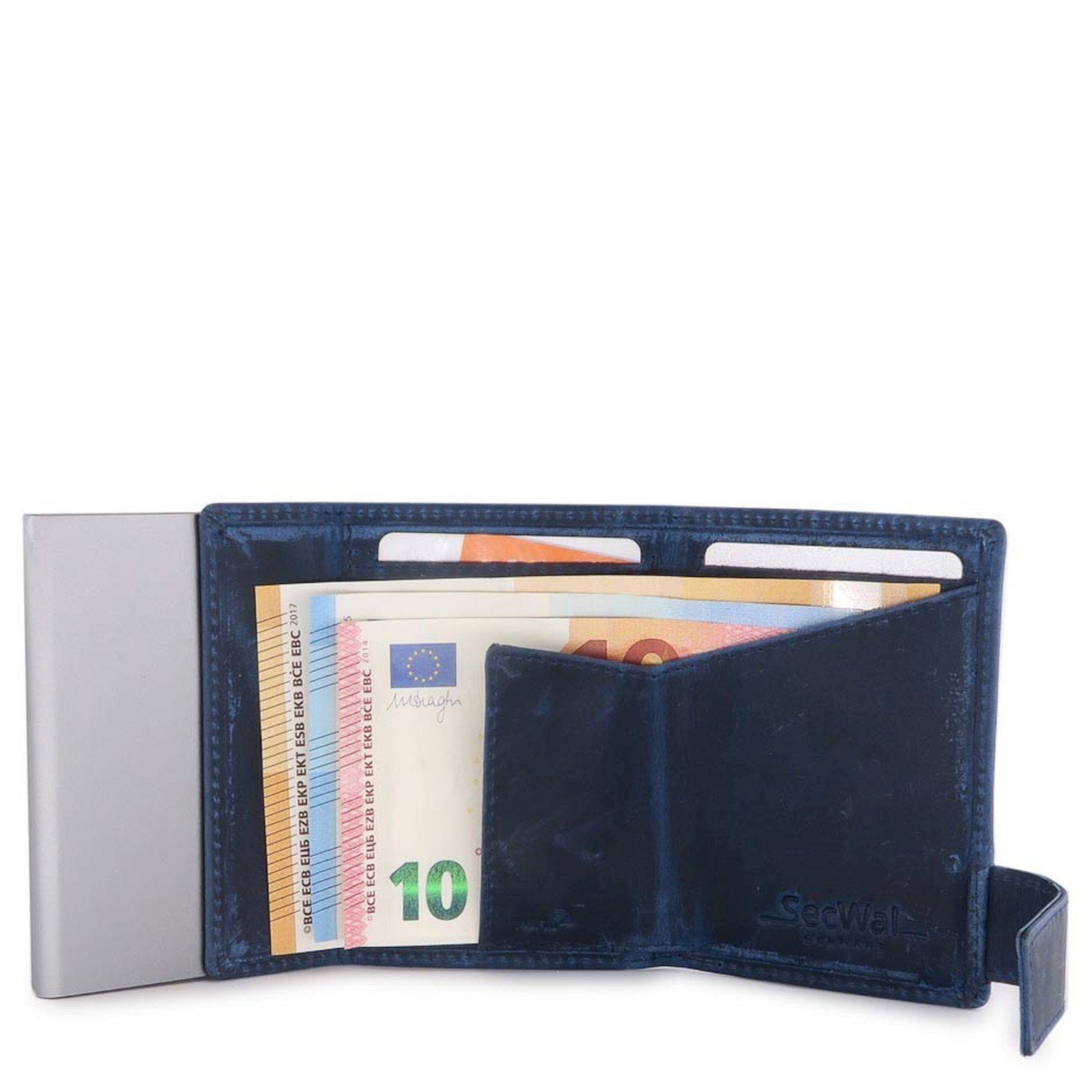 blau Hunter cm Geldbörse - SecWal (1-tlg) RFID 7cc 9 hunter Kreditkartenetui