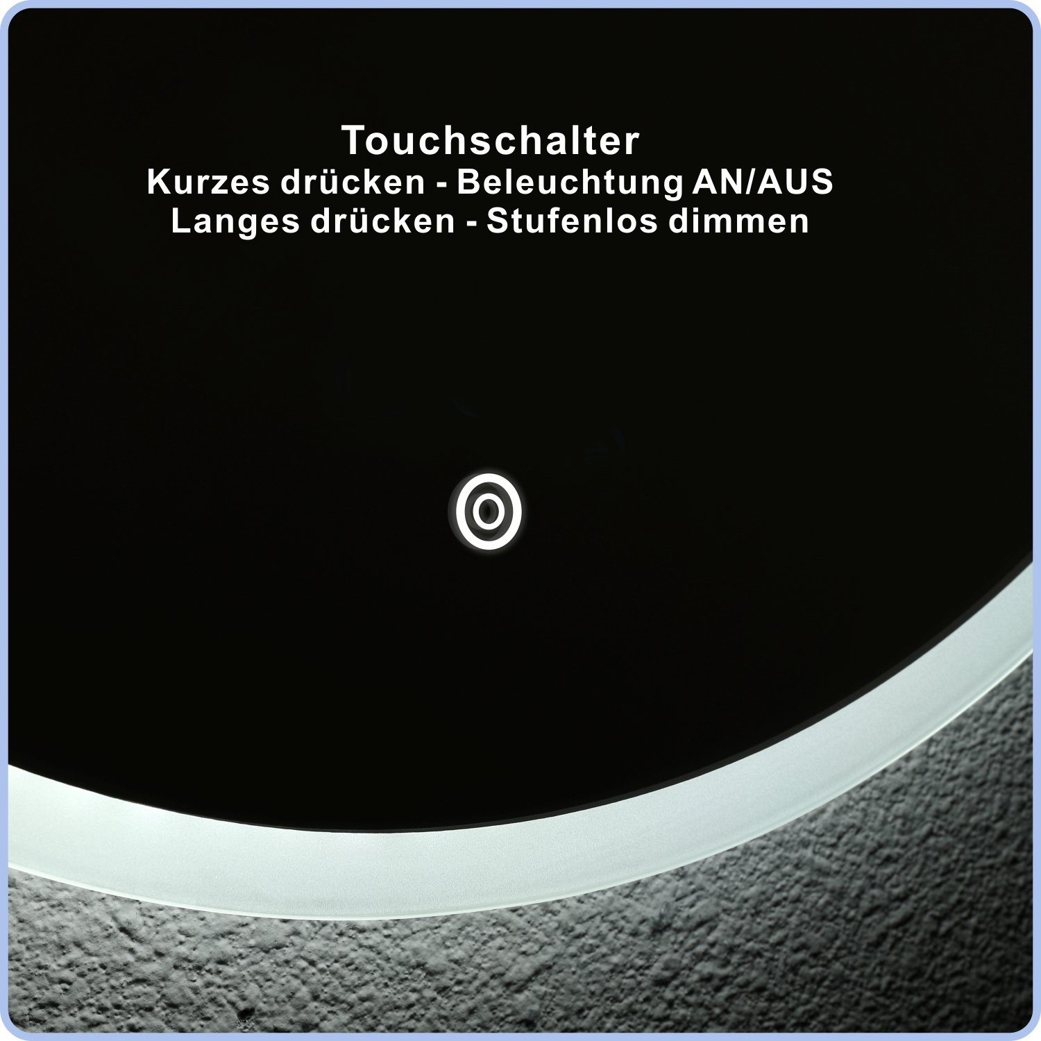 Touchschalter cm Beleuchtung, Badspiegel Kaltweiß Licht Badezimmerspiegel, 6400K Badspiegel 60x60x2,5 AQUALAVOS Energiesparende Wandspiegel Runder LED mit LED