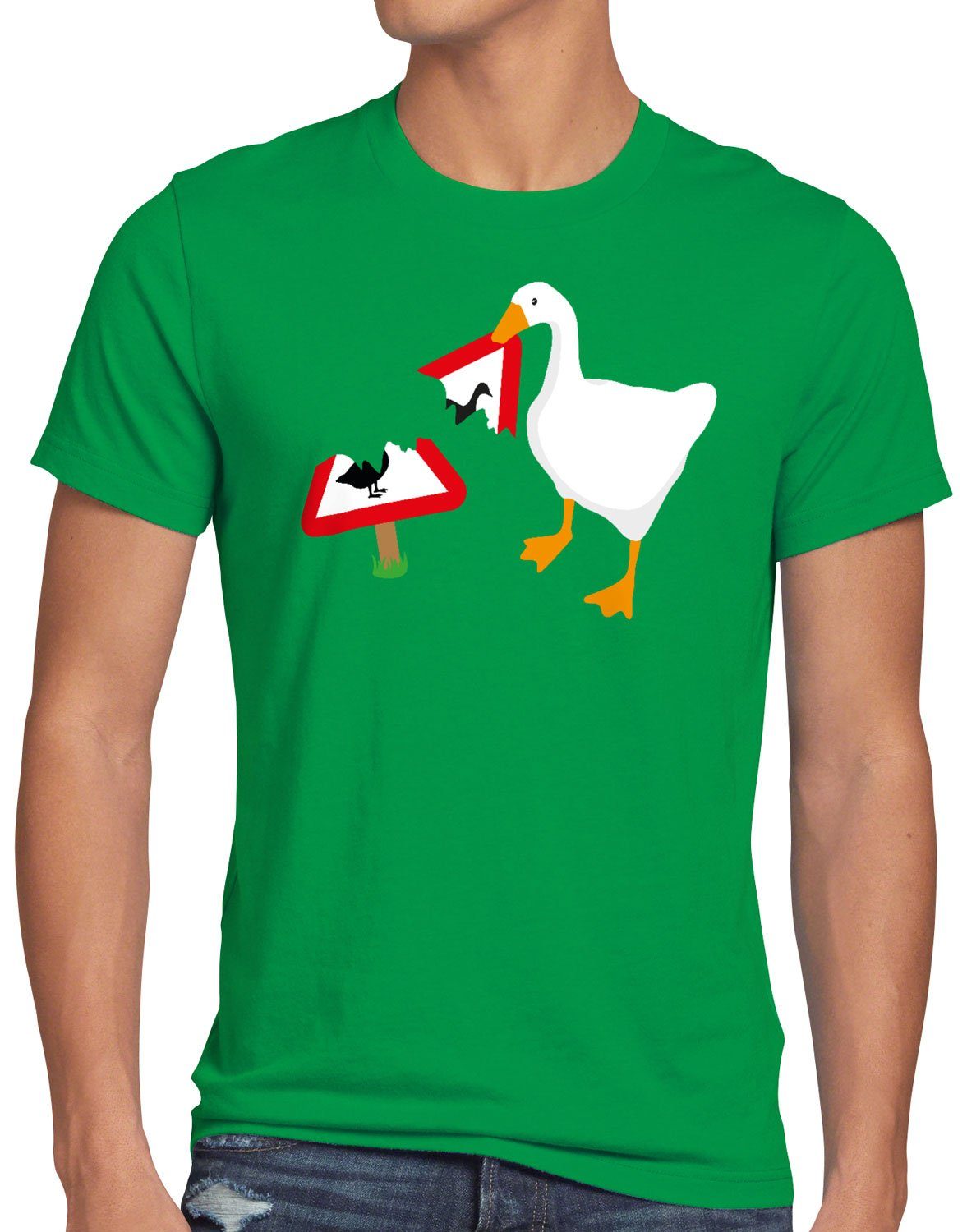 style3 grün Panik Gänse gans Herren videospiel T-Shirt Print-Shirt