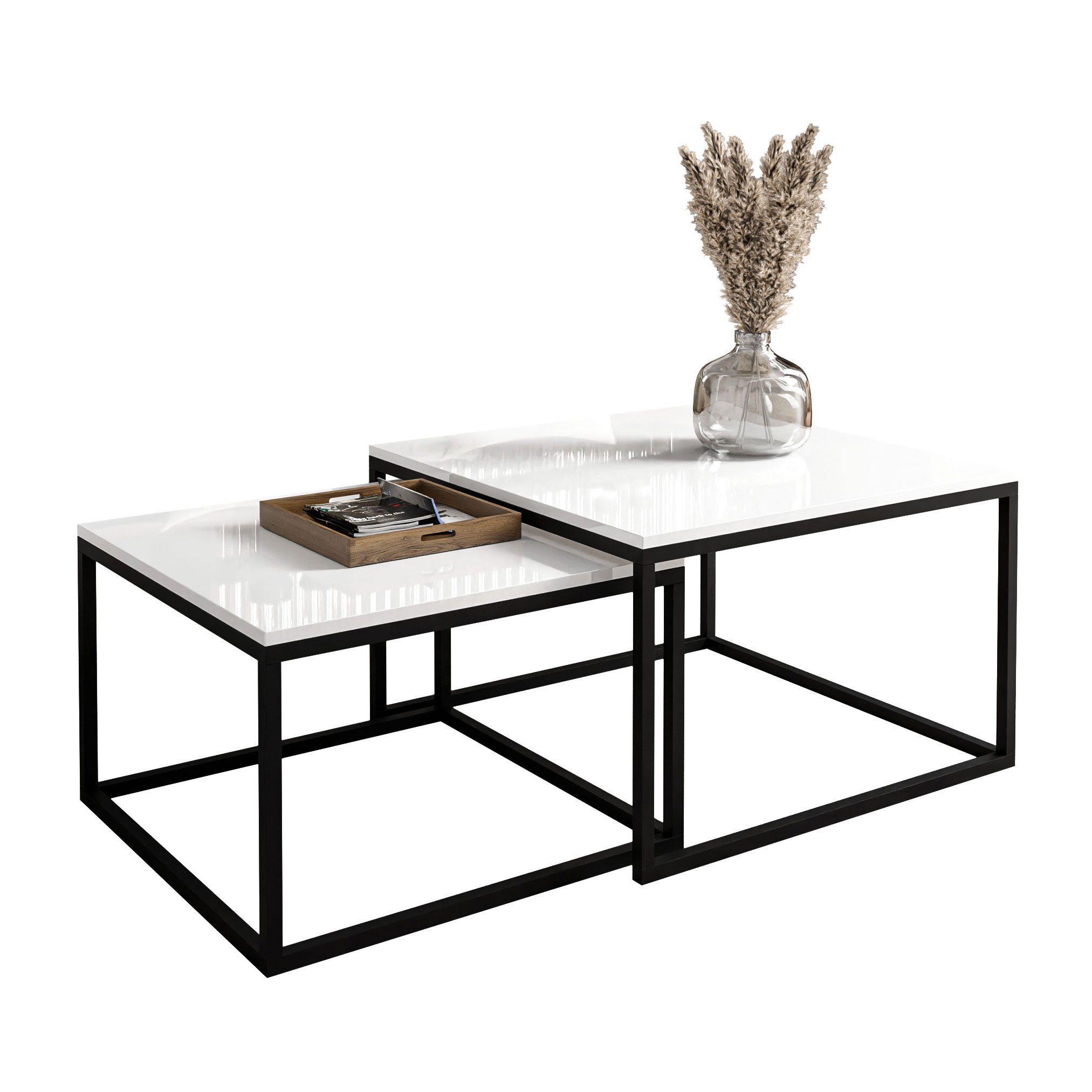 Lookway Couchtisch Yoshi 2in1 mit Hochglanz Platte (2er-Set), Breite: 70 cm günstig online kaufen