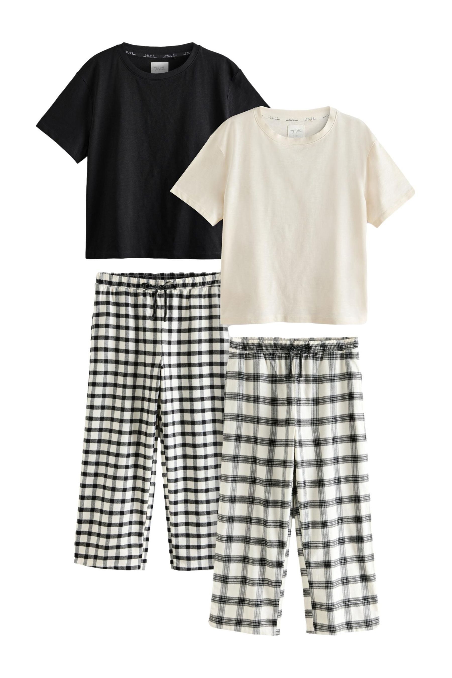 Pyjama Kurzarm-Schlafanzug aus Baumwolle, 2er-Pack