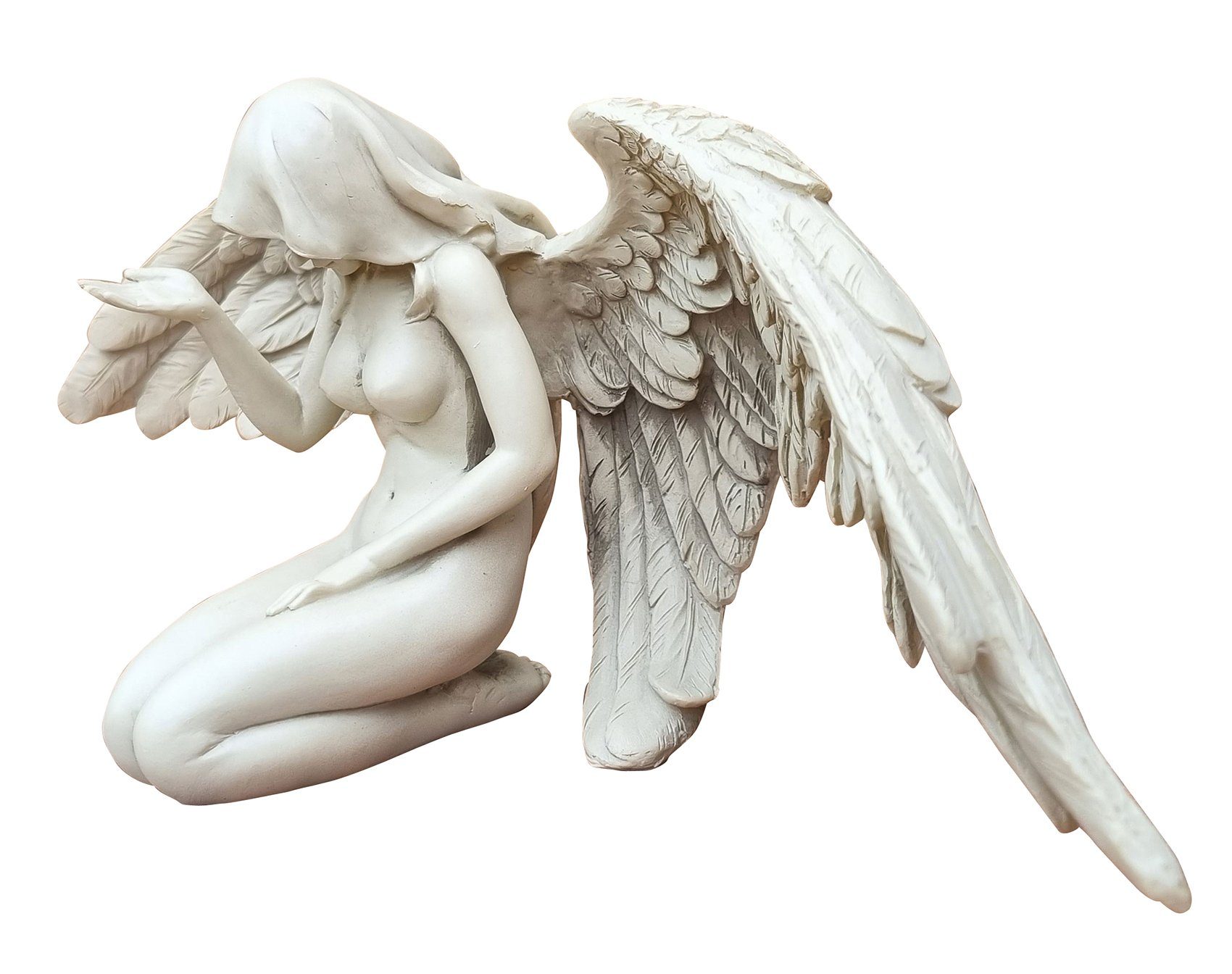 Fachhandel Plus (1 Skulptur, Gartenfigur mit Engel Grabengel, St), Putte knieend, Flügel