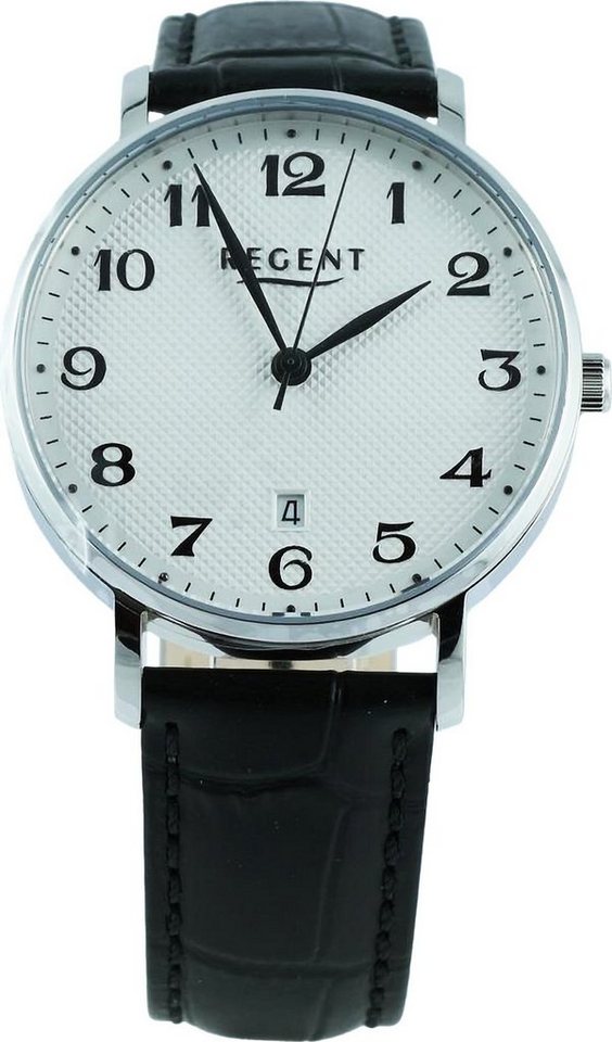 (ca. rund, Armbanduhr 39mm), Herren groß Regent Datum Regent Lederarmband, Analog, Herren extra Quarzuhr Armbanduhr