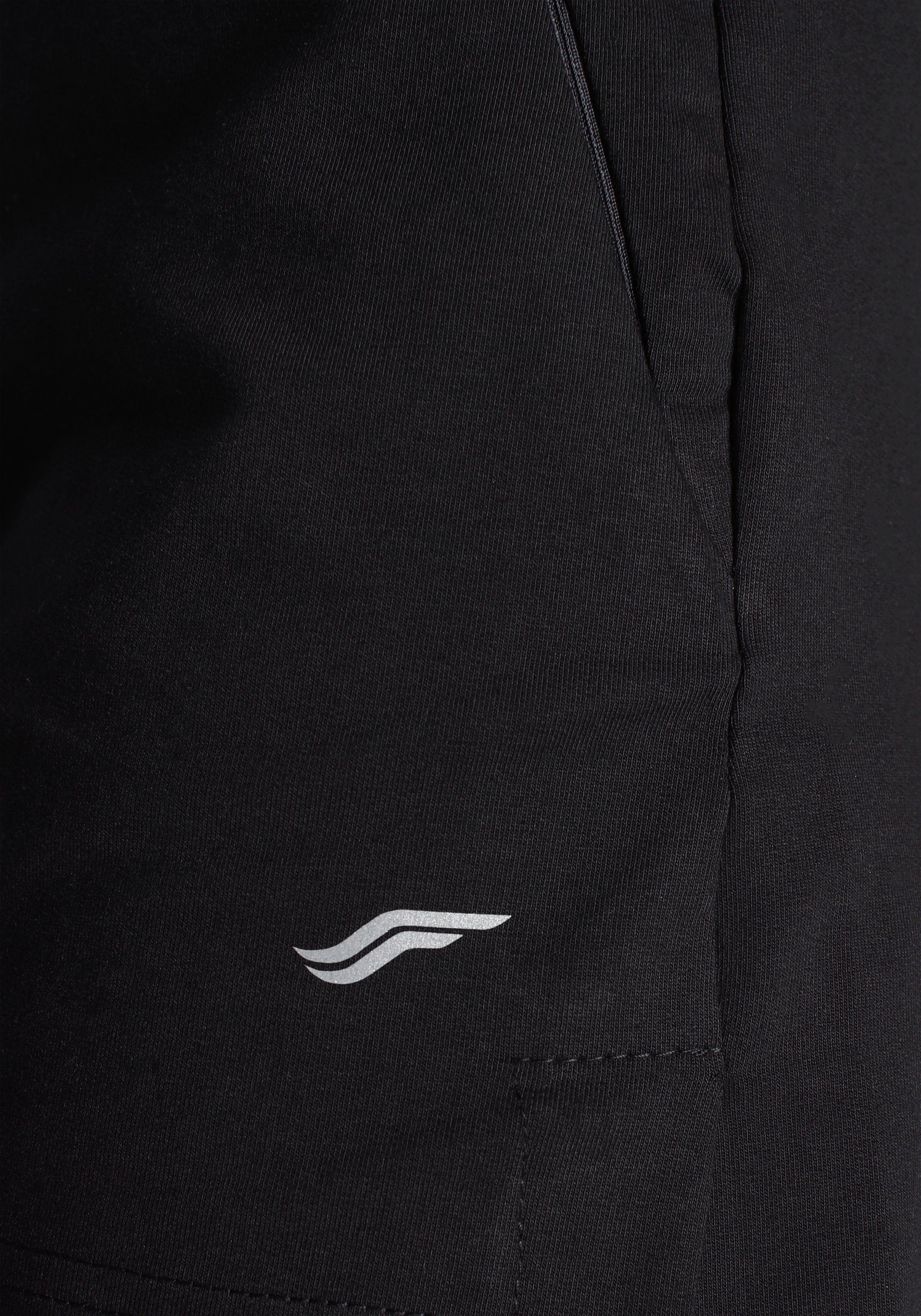 Sweatshorts Reißverschlusstaschen schwarz mit SPORTS Regular FAYN fit