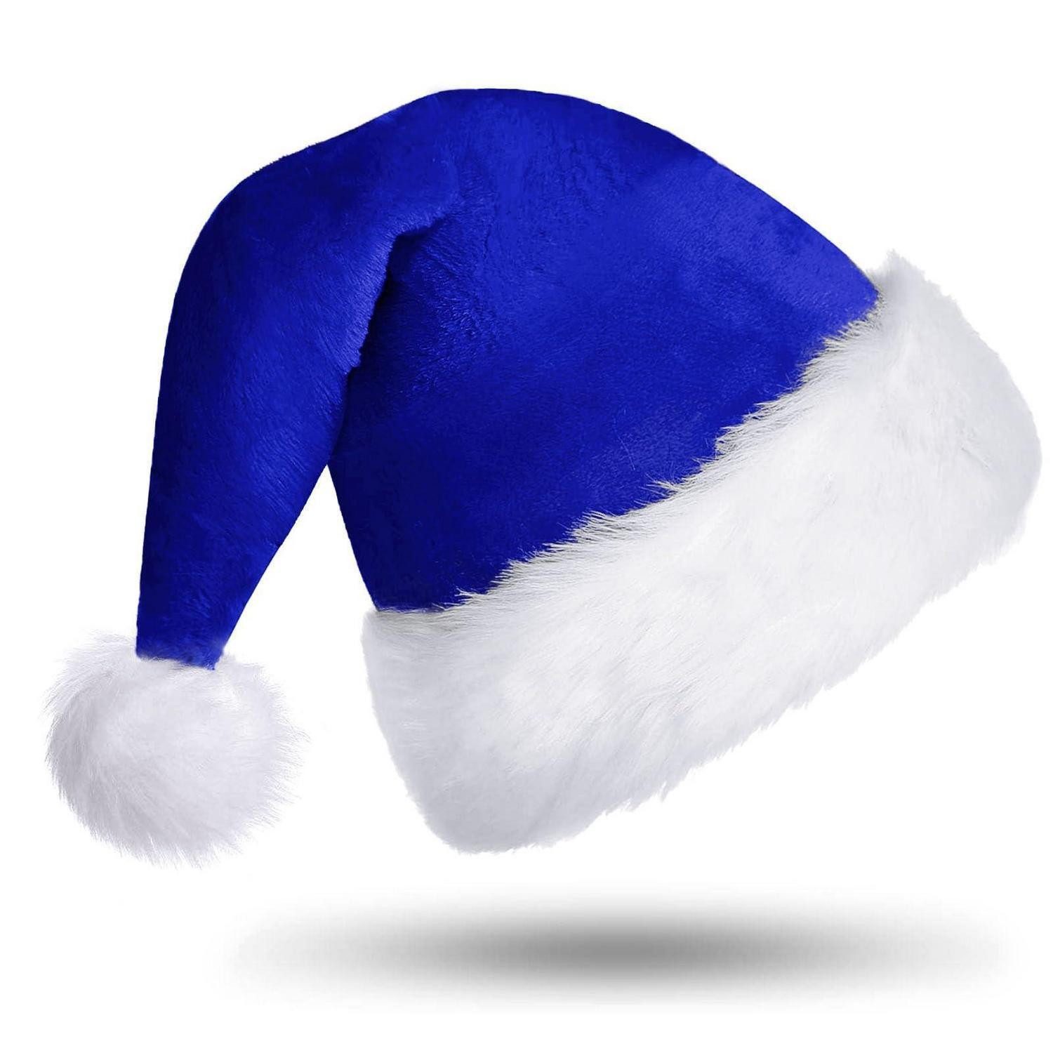 LuxusKollektion Plüschmütze Weihnachtsmütze Unisex Blau Plüsch (1-St)