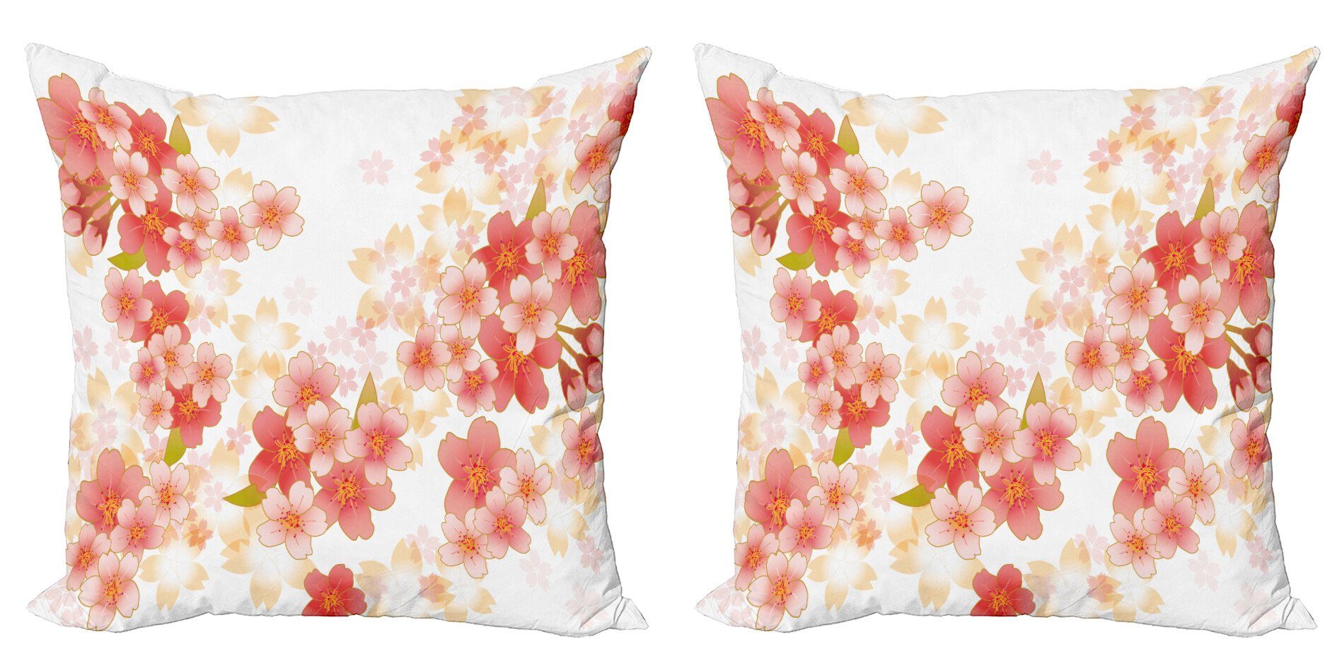 (2 Abakuhaus Digitaldruck, Accent Stück), Modern Vibrant japanisch Blumen Sakura Kissenbezüge Doppelseitiger