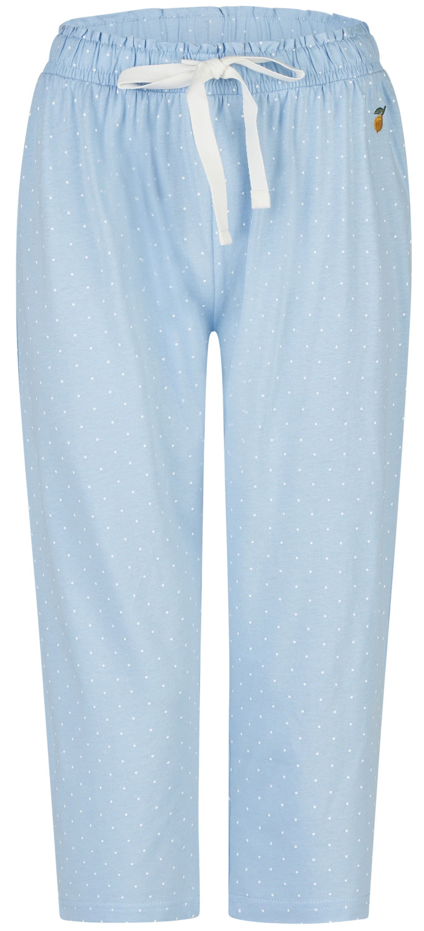 By Louise Pyjamahose Lace Luxury (1-tlg., 1-teilig) Damen Schlafhose Pyjamahose Caprihose Baumwolle