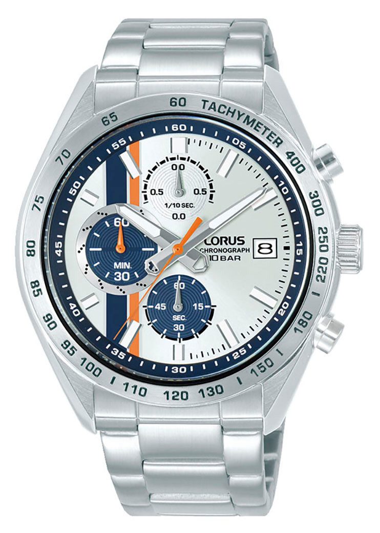 LORUS Chronograph RM399JX9, Quarzuhr, Armbanduhr, Herrenuhr, Edelstahlarmband, analog, Tag