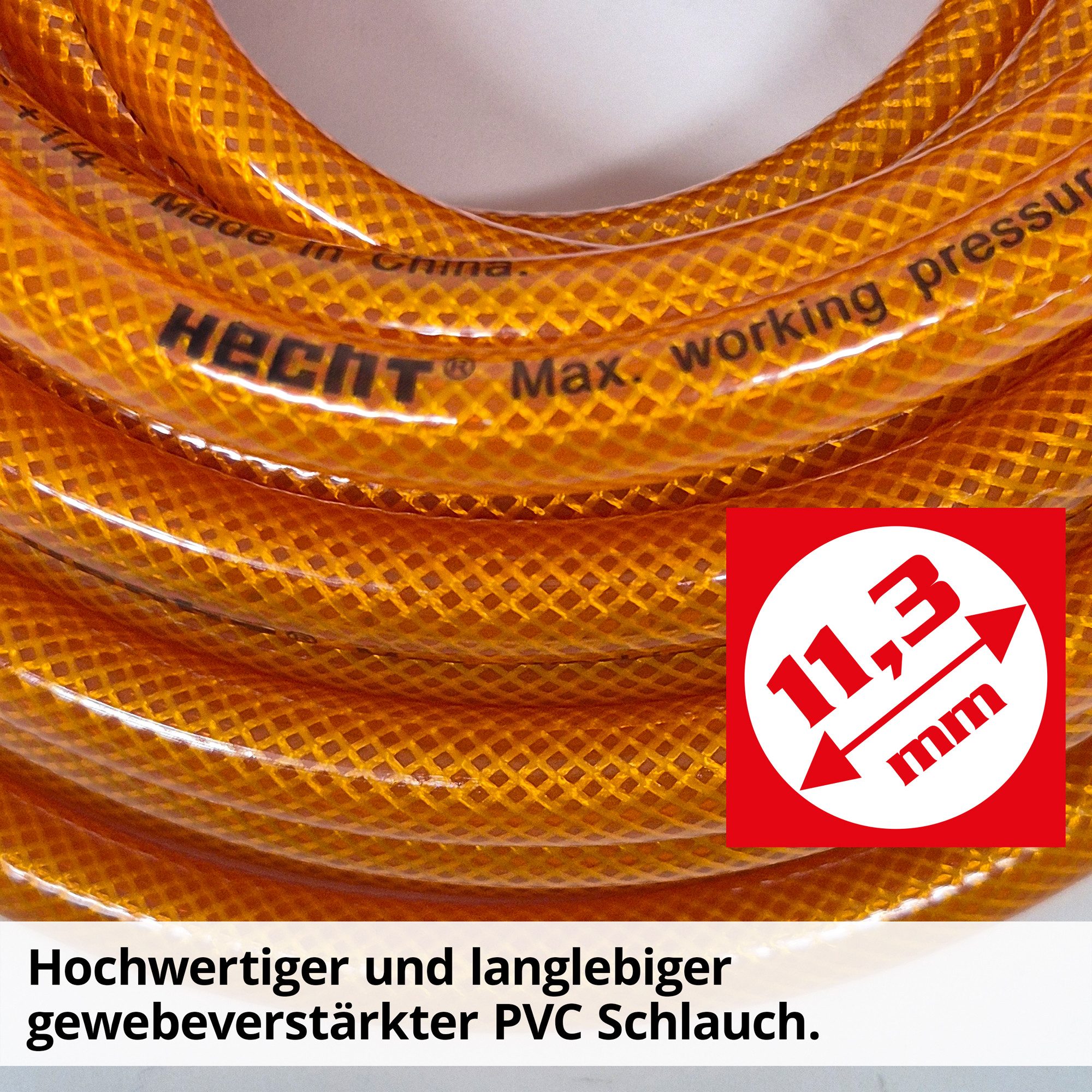 Hecht Druckluftschlauch 002075A Druckluftschlauch 10 m Kompressor, gewebeverstärkt EURO-Kupplung – Bild 4 von 5