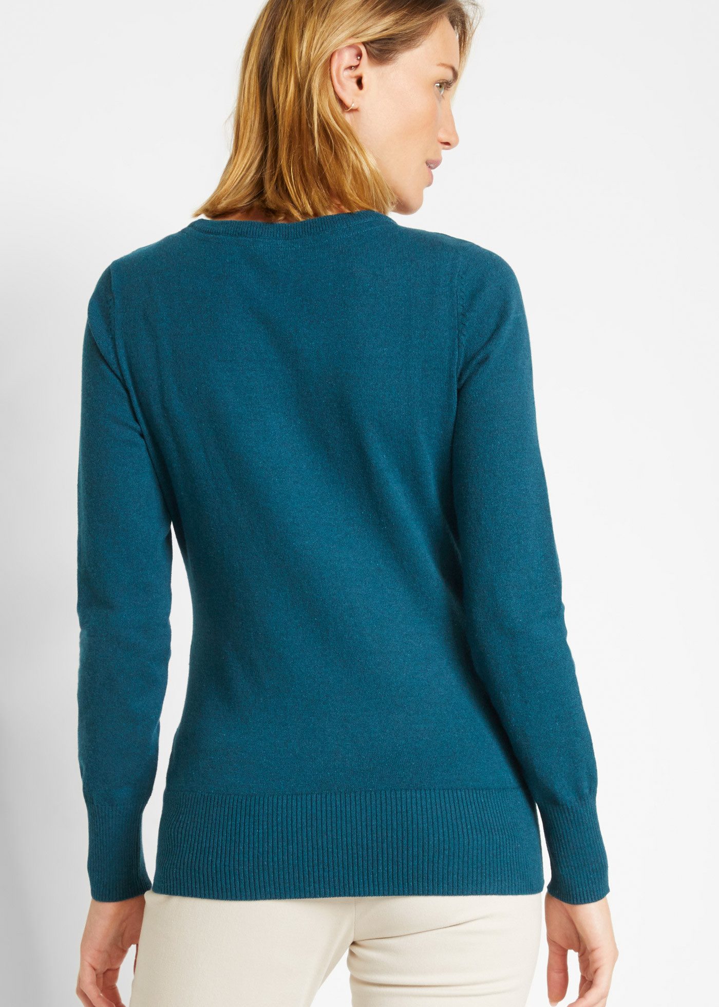 bonprix Strickpullover in schmaler Silhouette und Rundhalsausschnitt günstig online kaufen