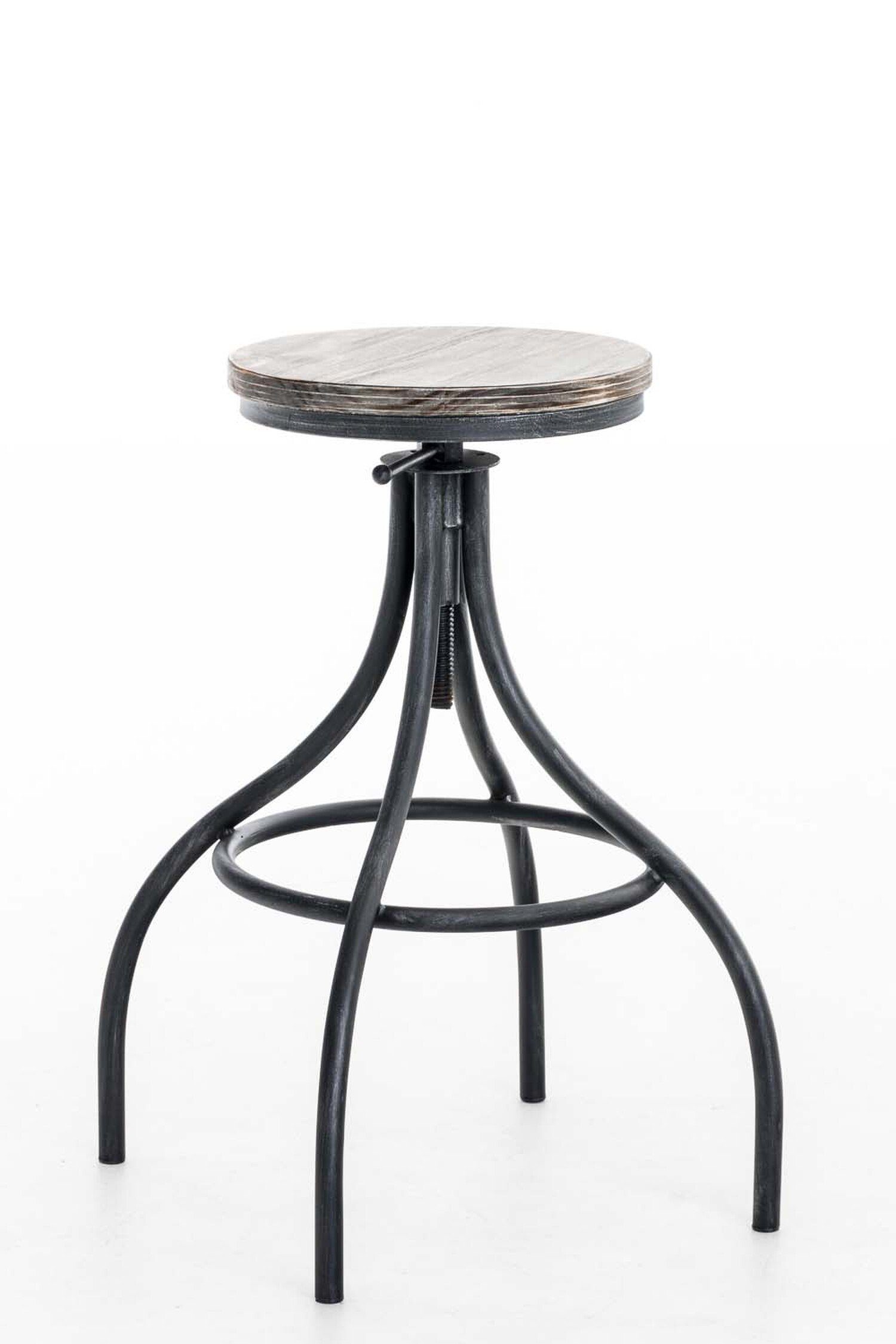 Hocker silberfarbenes Theke & Holz - für Küche), 360° - Jos Barhocker Fußstütze Sitzfläche: Metall - drehbar - TPFLiving (mit höhenverstellbar antik Gestell:
