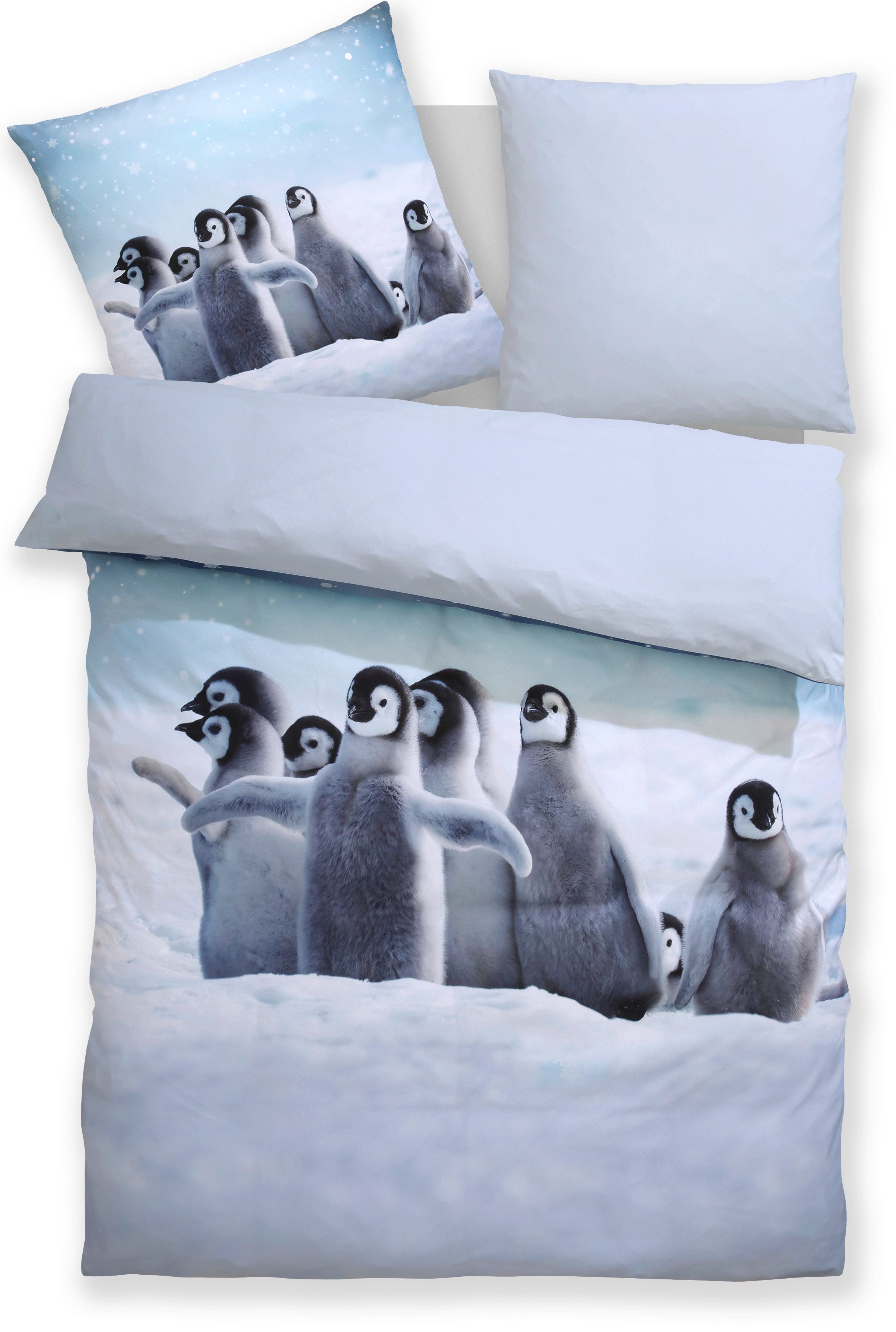OTTO home Bettwäsche Lyki, Microfaser, 2 teilig, ab Größe 135x200 cm, 100% Polyester, Katze, Pferd, Löwe, Pinguin