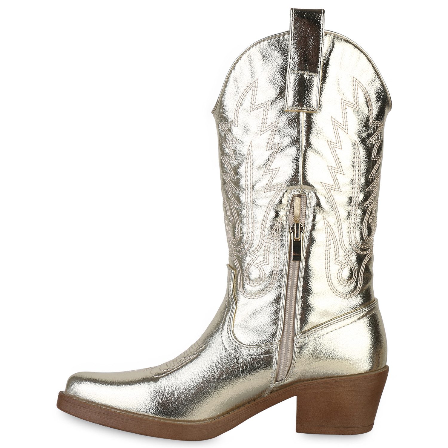 VAN HILL 839883 Cowboystiefel Damen Stiefel Cowboystiefel Stickereien Boots Spitze