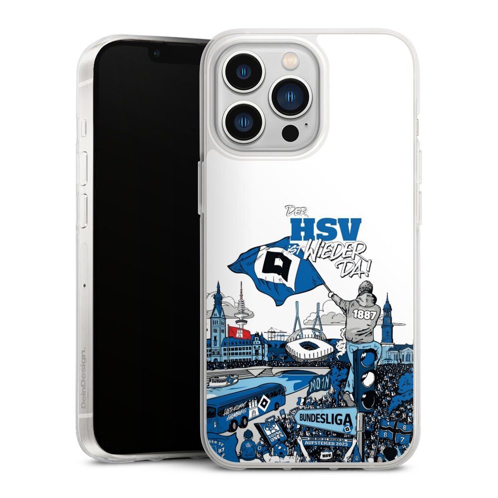 DeinDesign Handyhülle Hamburger SV Offizielles Lizenzprodukt Aufstieg, Apple iPhone 13 Pro Silikon Hülle Bumper Case Handy Schutzhülle