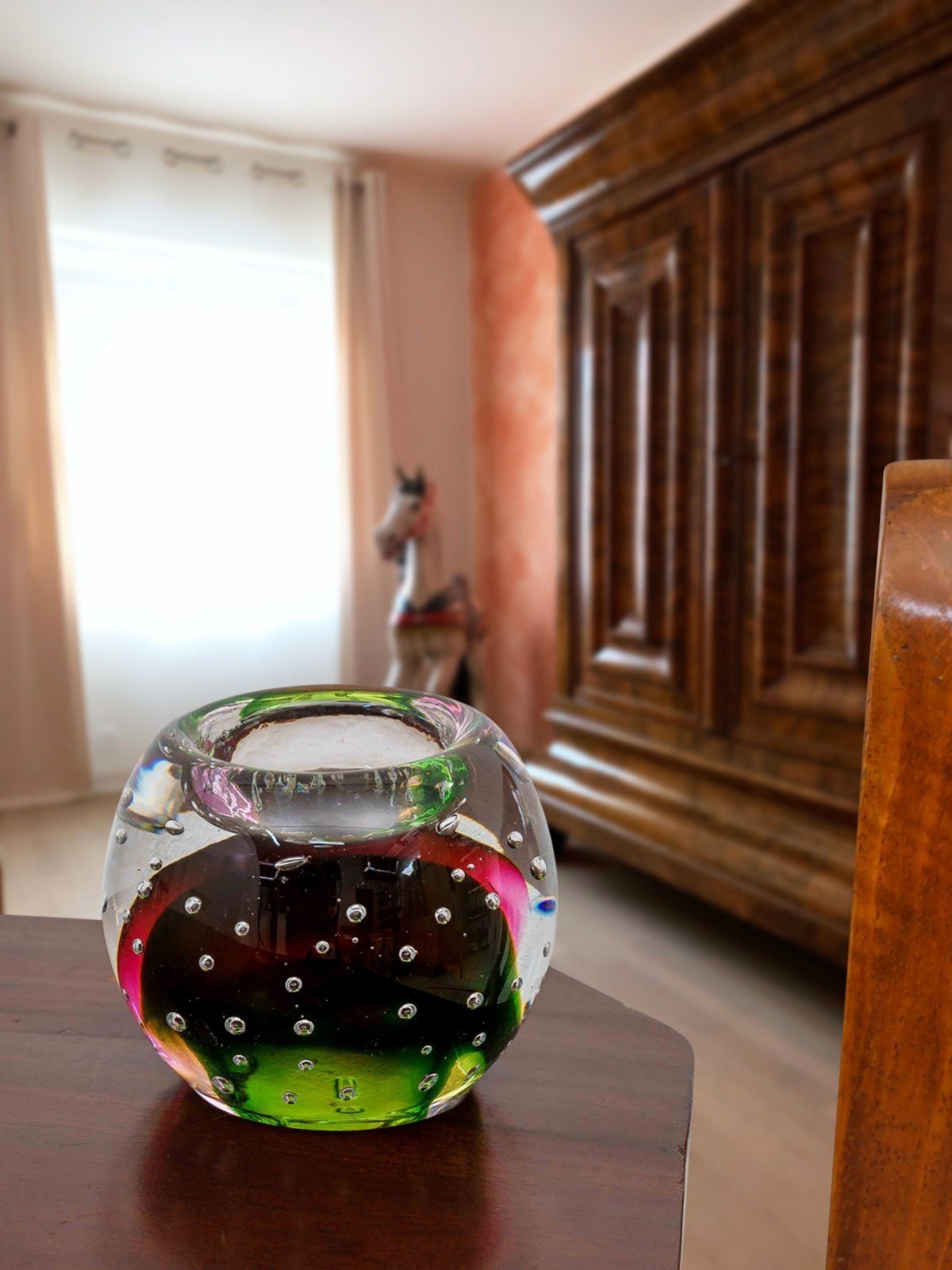Aubaho Kerzenständer Teelichthalter Windlicht (d 9cm Antik-Stil Kerzenhalter im Glas Murano