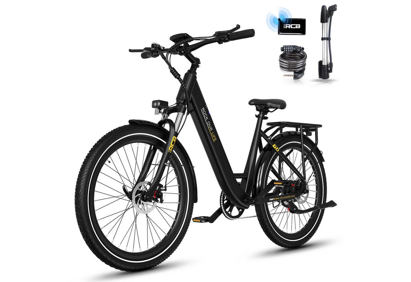 RCB E-Bike Pedelec G6 für Stadt und Gelände,27,5 Zoll Damen Elektrofahrrad,13Ah,80-120 km, 7 Gang, Kettenschaltung, Heckmotor, 468 Wh, APP&NFC, ebike Damen, Drehmomentsensor, max. Geschwindigkeit: 25 km/h