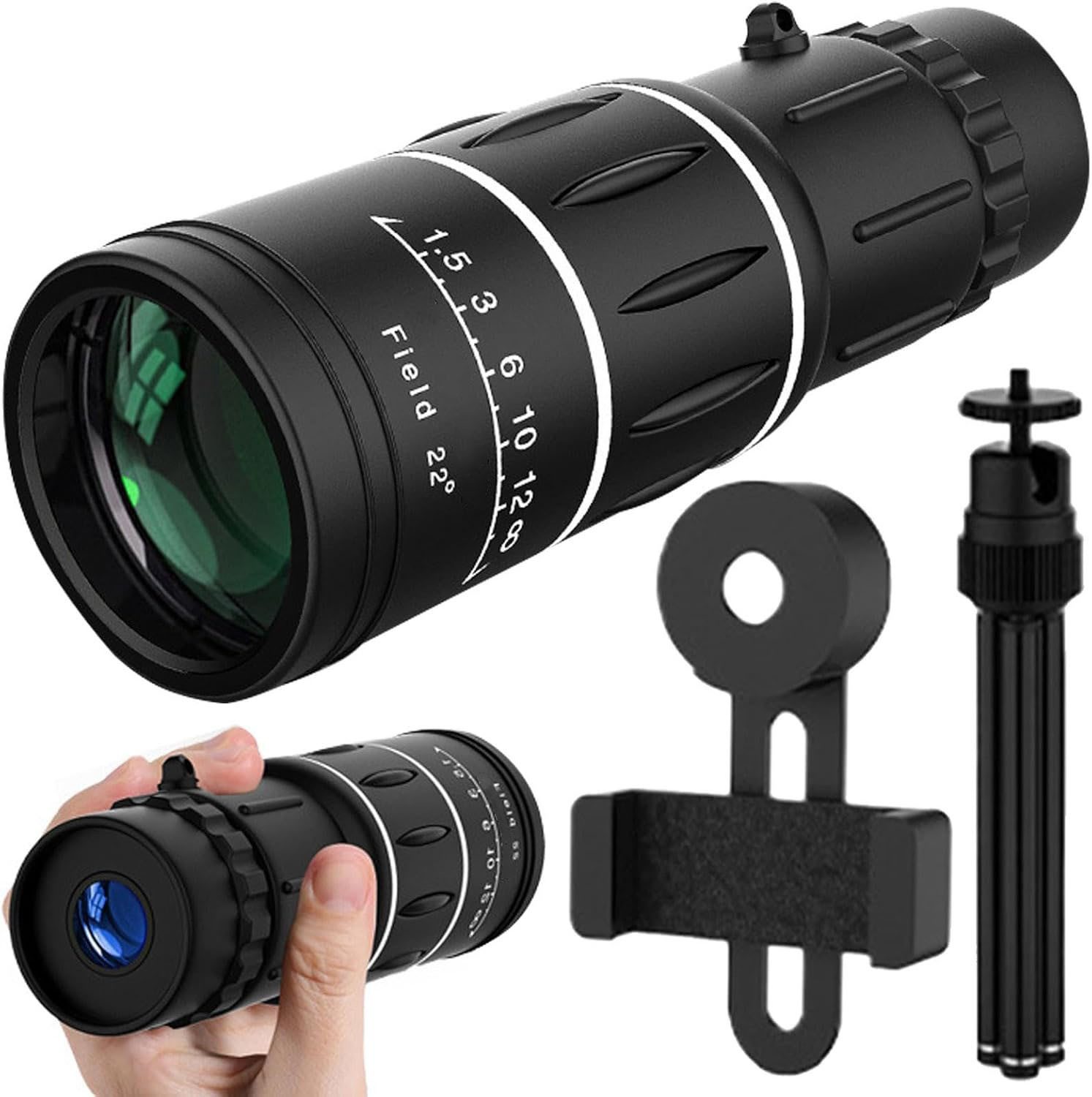 Refined Living 16X52 Monokular-Teleskop, HD-Fernglas für Outdoor,Kompaktes Monokular Monokular (wasserdicht,für Geschenke,Vogelbeobachtung, Wandern, Konzert, Reisen)