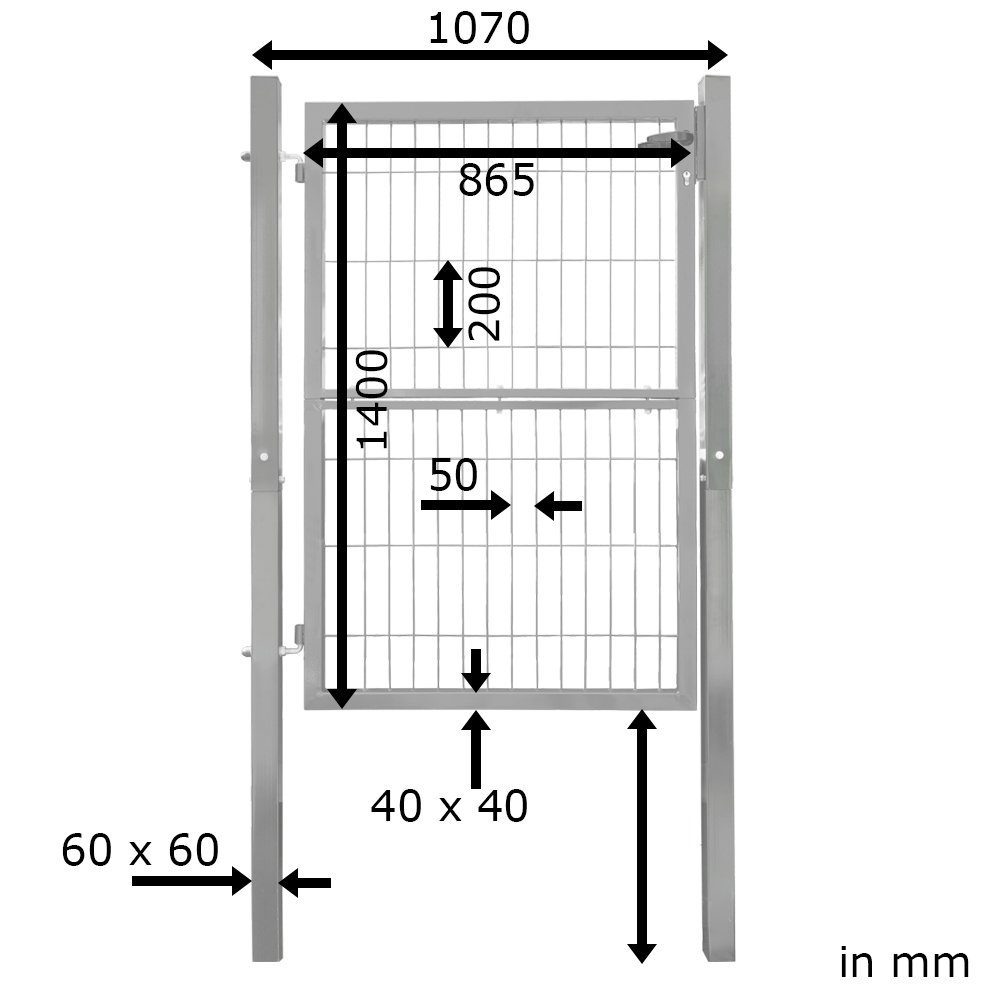 V2Aox Gartentor Gartentor Gartentür Zauntür Zauntor Pforte Grün 140 cm Quadratrohr