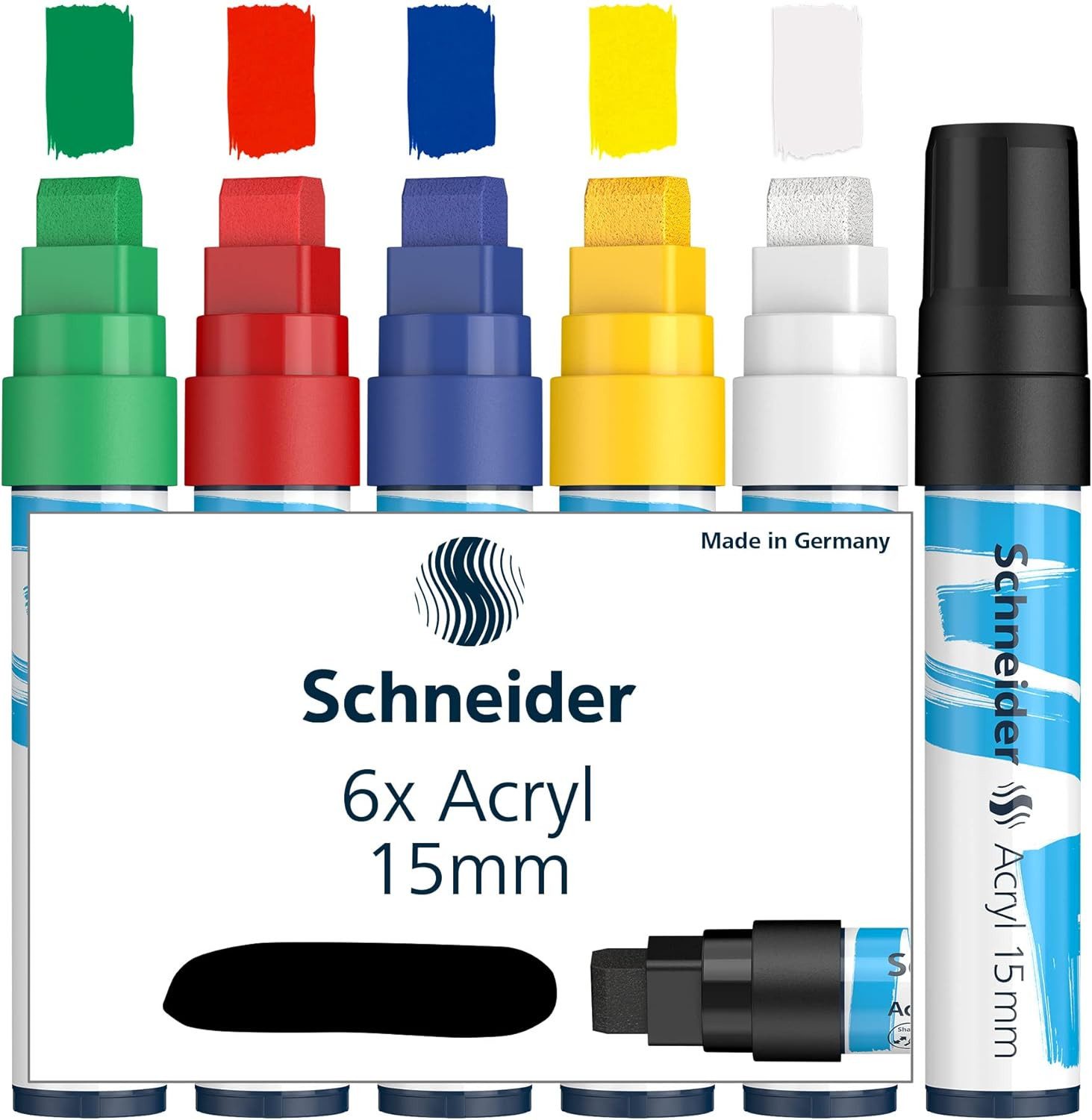 SCHNEIDER NOVUS Маркеры Schneider Acrylmarker 330, 6 Stück 15 mm Rundspitze hochdeckende Acrylfarben