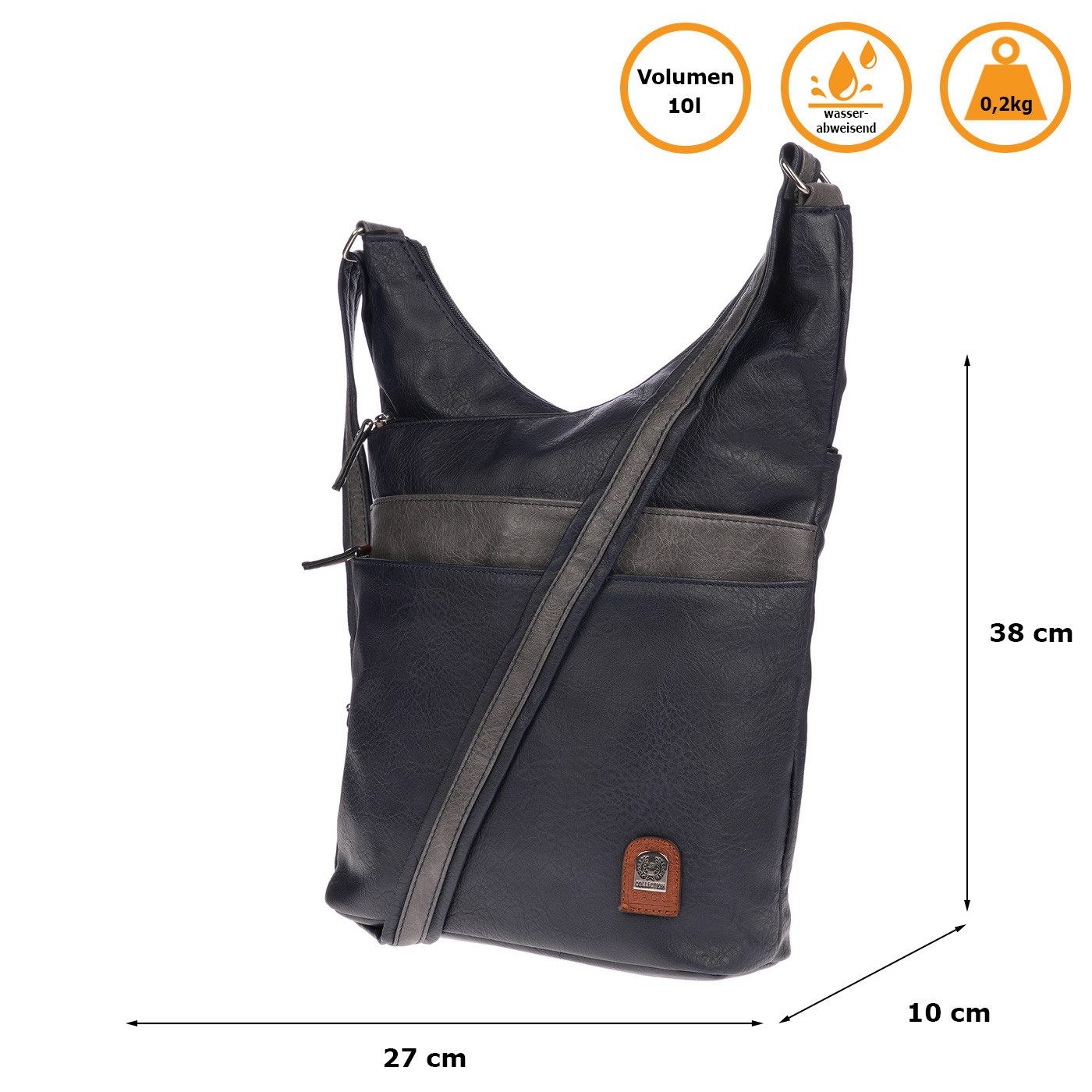 Christian Wippermann Umhängetasche Große Umhängetasche Damen Tasche Schultertasche (einzeln), Crossover Leder Optik
