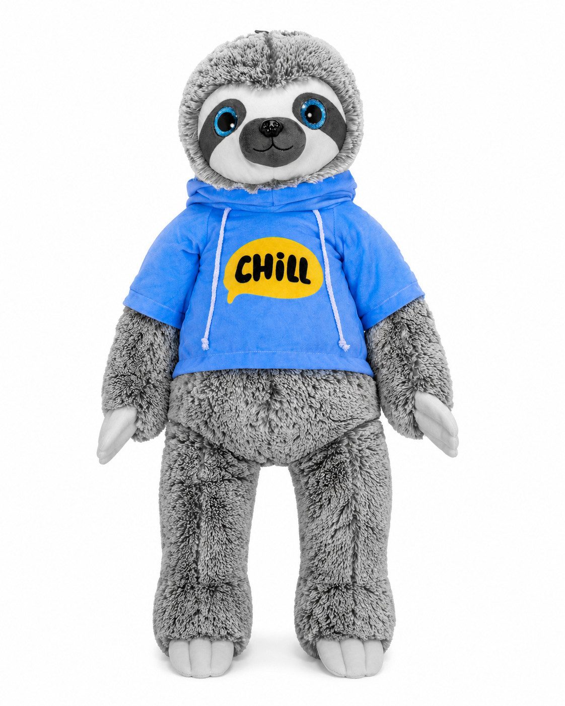 soma Kuscheltier Faultier Kuscheltier XXL 80 cm Plüschtier Plush Stofftier Chill Blau (Set, 1-St., Geschenk-Set), Riesiges Faultier mit blauem „Chill“-Hoodie zum Kuscheln & Verschenken