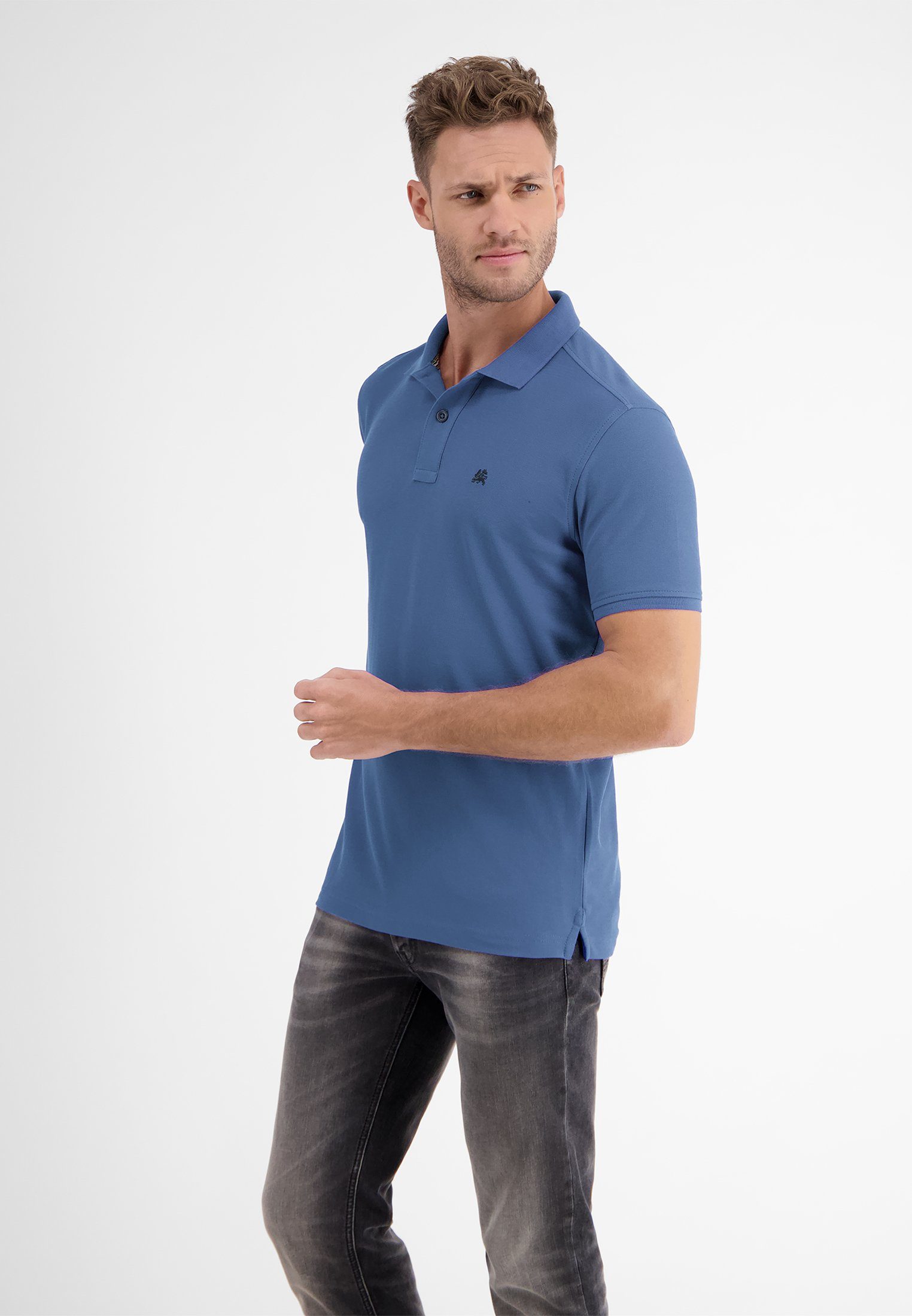LERROS Poloshirt LERROS Klassischer Polostyle in *Cool & Dry* Piquéqualität MID BLUE
