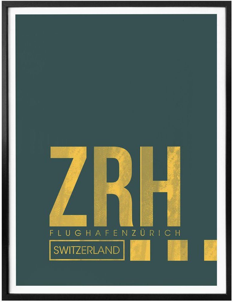 Flughafen ZRH Wall-Art Wandposter Poster, Poster Flughafen (1 Zürich, Wandbild Wandbild, Bild, St),