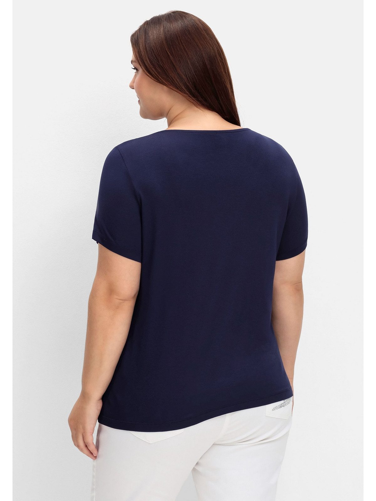Sheego T-Shirt Große Größen mit Spitzeneinsatz, günstig online kaufen