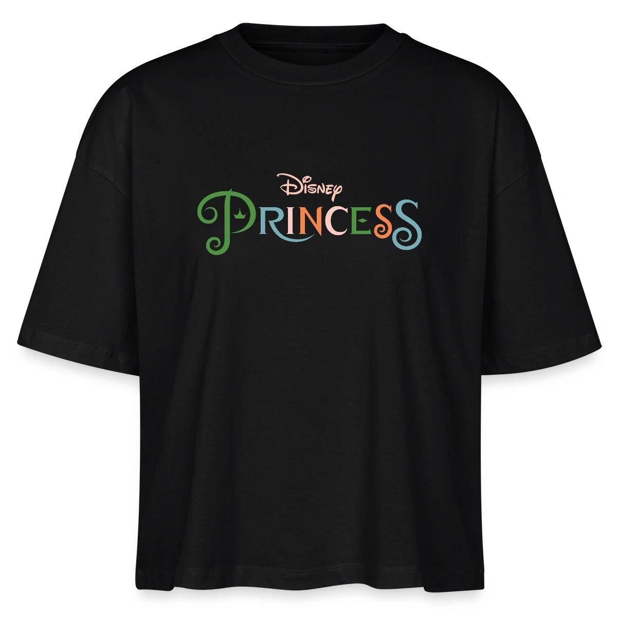 Spreadshirt T-Shirt Disney Prinzessinnen Schriftzug Boxy Shirt Damen (1-tlg)